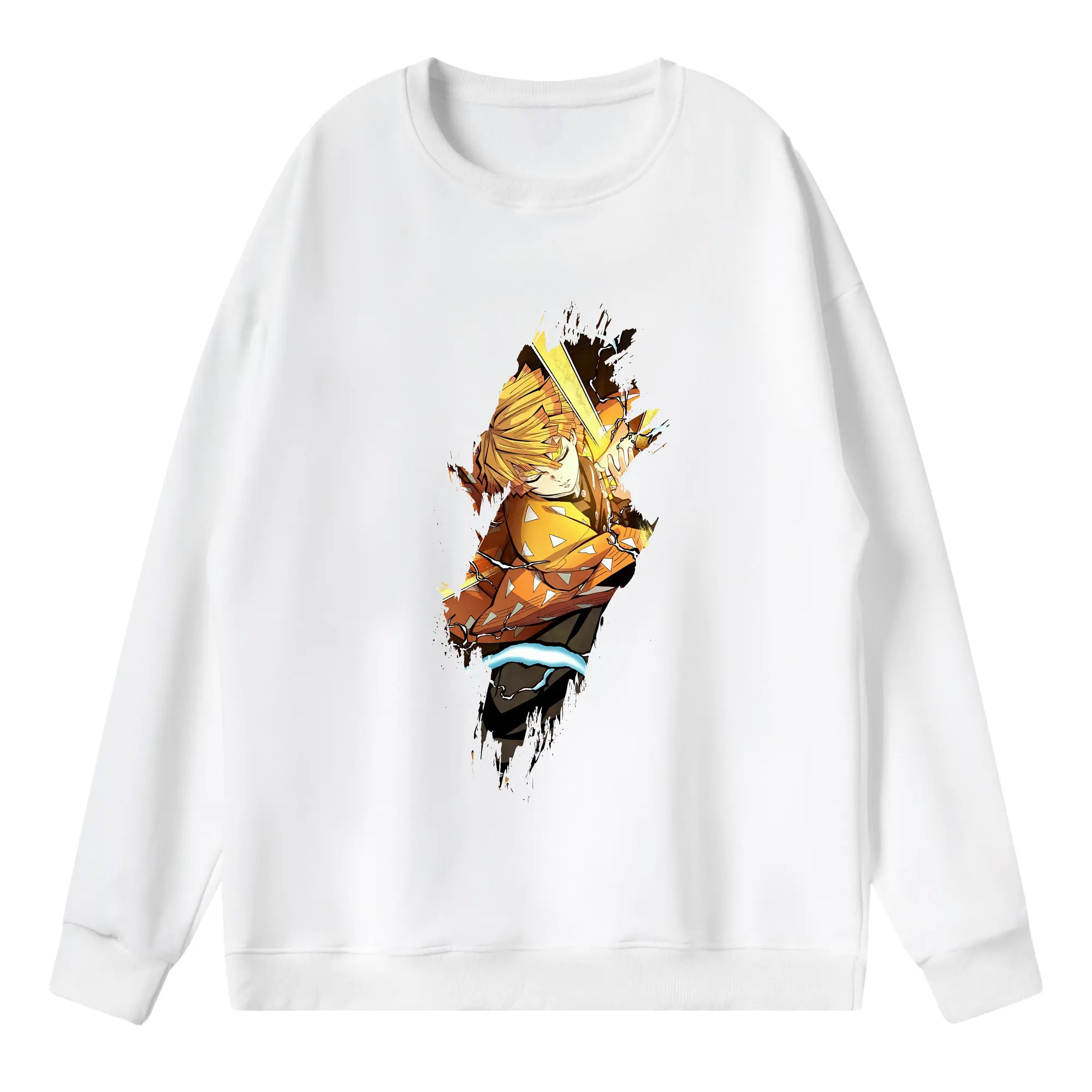 鬼滅の刃 グッズ,我妻 善逸 - 薄手 クルーネック スウェット 裏毛260g · ポリエステル 春秋向け カジュアル 男女兼用 · トレーナー デイリー スポーツ 散歩に最適