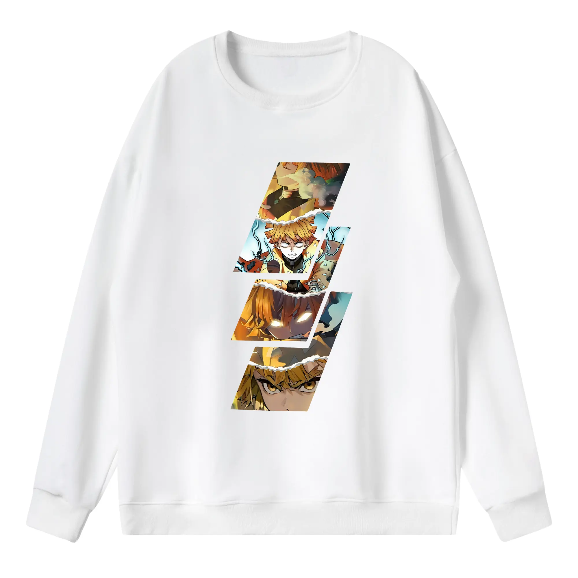 鬼滅の刃 グッズ,我妻 善逸 - 薄手 クルーネック スウェット 裏毛260g · ポリエステル 春秋向け カジュアル 男女兼用 · トレーナー デイリー スポーツ 散歩に最適