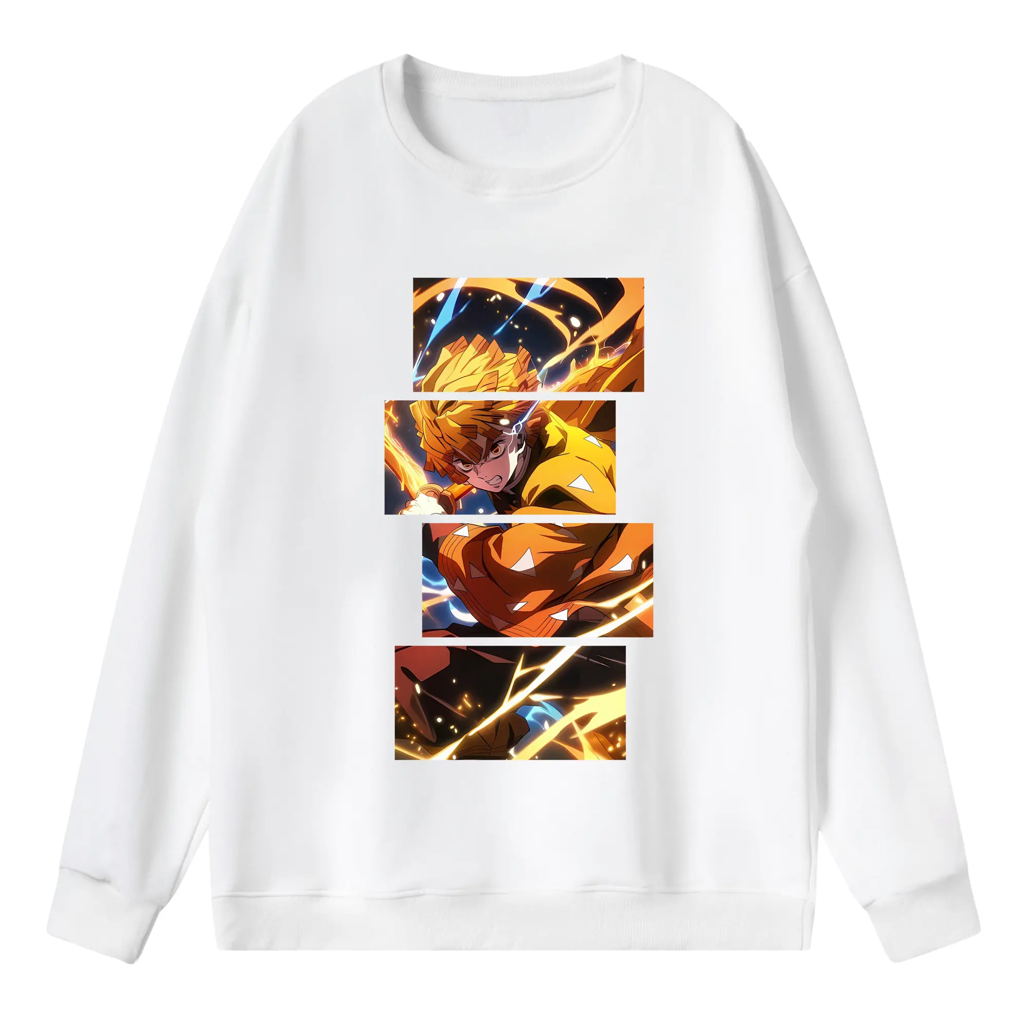 鬼滅の刃 グッズ,我妻 善逸 - 薄手 クルーネック スウェット 裏毛260g · ポリエステル 春秋向け カジュアル 男女兼用 · トレーナー デイリー スポーツ 散歩に最適