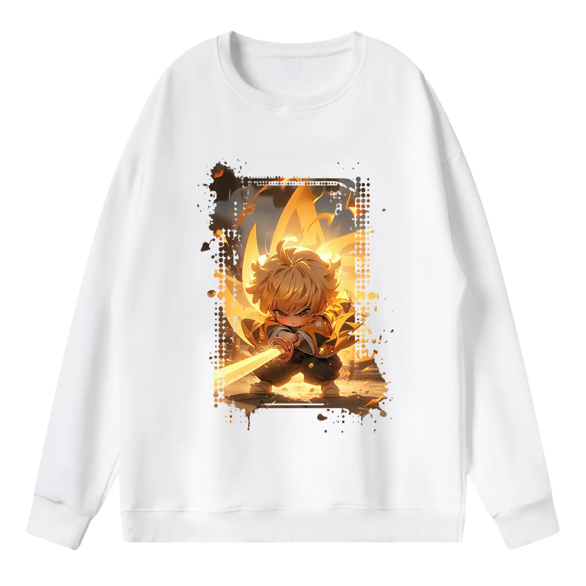 鬼滅の刃 グッズ,我妻 善逸 - 薄手 クルーネック スウェット 裏毛260g · ポリエステル 春秋向け カジュアル 男女兼用 · トレーナー デイリー スポーツ 散歩に最適