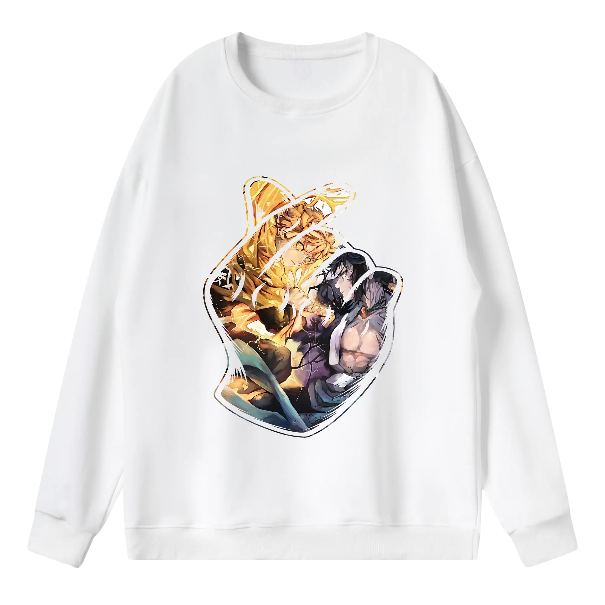 鬼滅の刃 グッズ,我妻 善逸 - 薄手 クルーネック スウェット 裏毛260g · ポリエステル 春秋向け カジュアル 男女兼用 · トレーナー デイリー スポーツ 散歩に最適