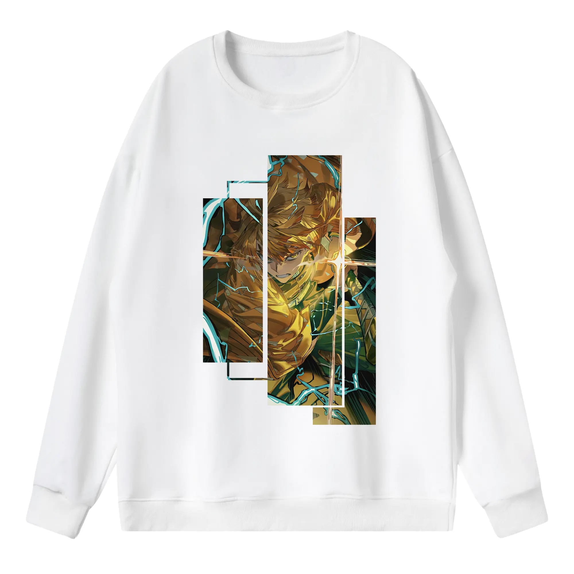 鬼滅の刃 グッズ,我妻 善逸 - 薄手 クルーネック スウェット 裏毛260g · ポリエステル 春秋向け カジュアル 男女兼用 · トレーナー デイリー スポーツ 散歩に最適