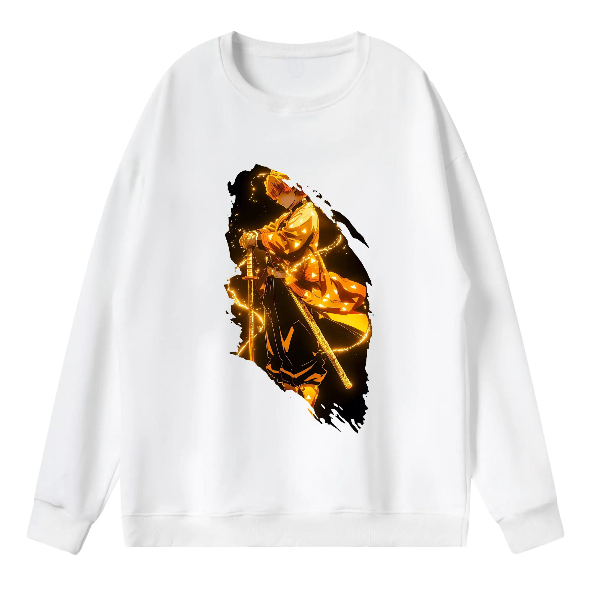 鬼滅の刃 グッズ,我妻 善逸 - 薄手 クルーネック スウェット 裏毛260g · ポリエステル 春秋向け カジュアル 男女兼用 · トレーナー デイリー スポーツ 散歩に最適