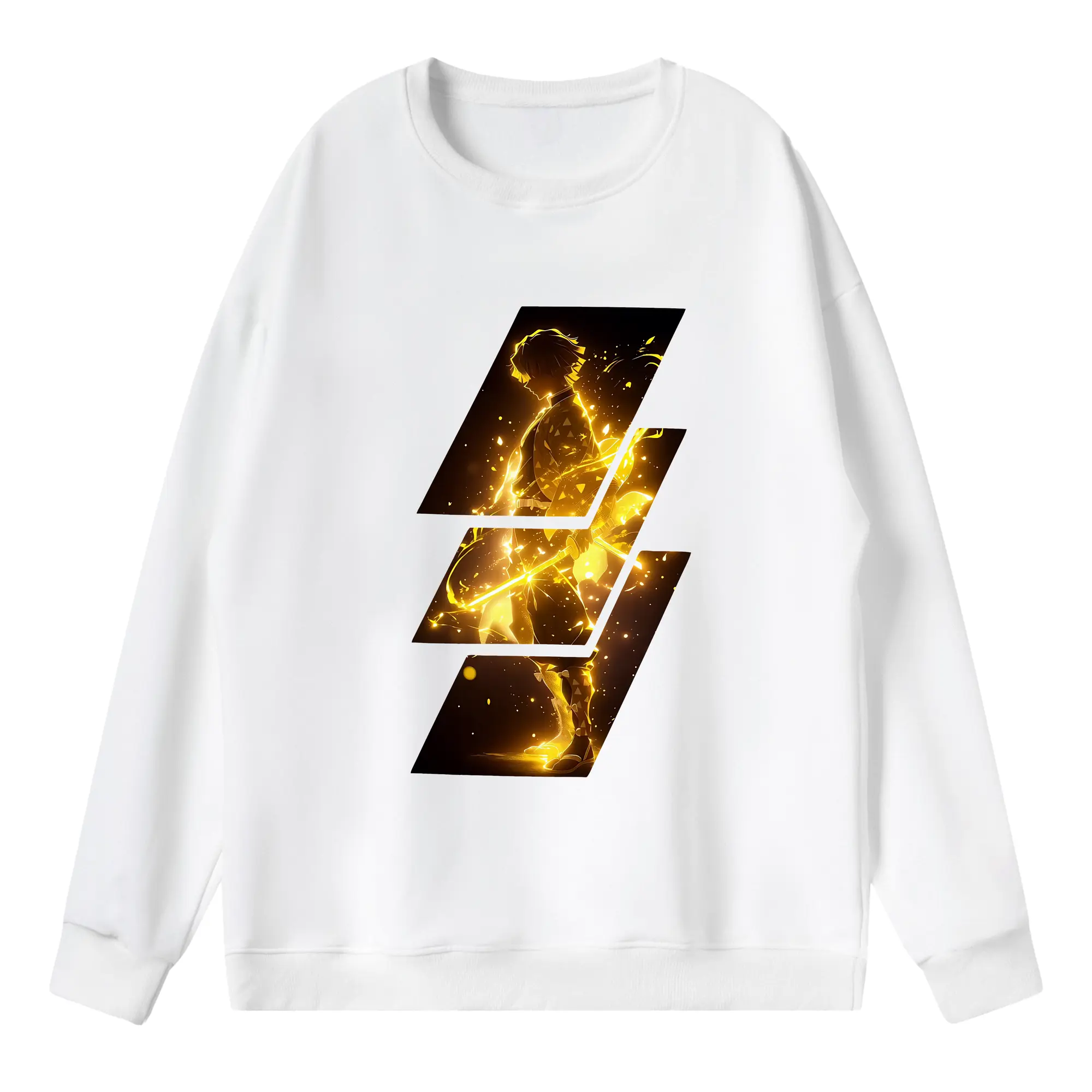 鬼滅の刃 グッズ,我妻 善逸 - 薄手 クルーネック スウェット 裏毛260g · ポリエステル 春秋向け カジュアル 男女兼用 · トレーナー デイリー スポーツ 散歩に最適