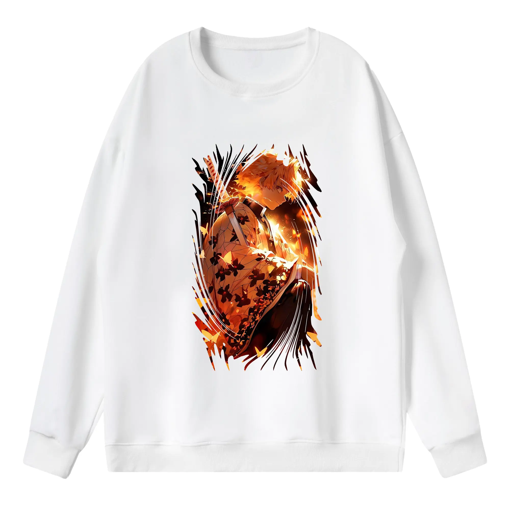 鬼滅の刃 グッズ,我妻 善逸 - 薄手 クルーネック スウェット 裏毛260g · ポリエステル 春秋向け カジュアル 男女兼用 · トレーナー デイリー スポーツ 散歩に最適