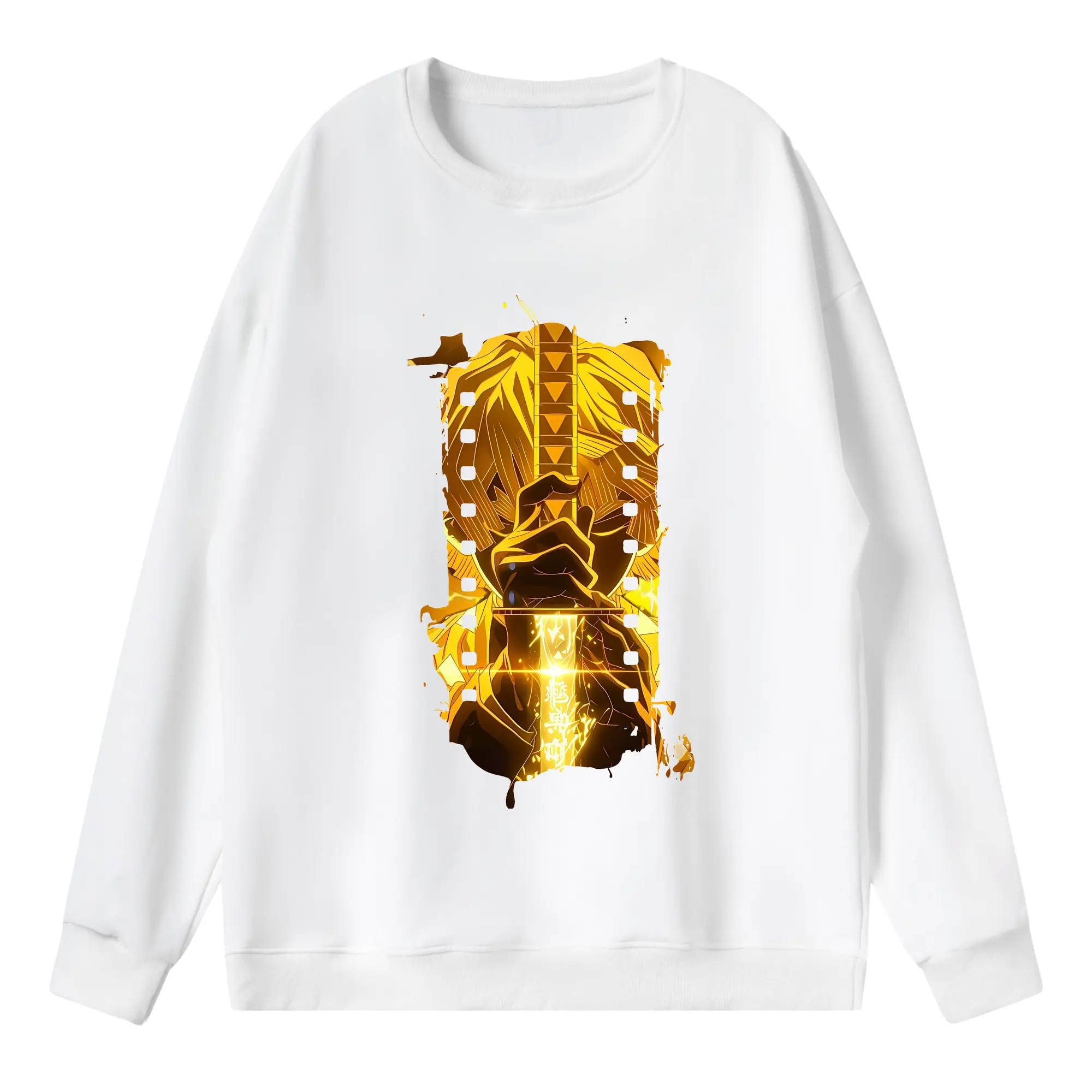 鬼滅の刃 グッズ,我妻 善逸 - 薄手 クルーネック スウェット 裏毛260g · ポリエステル 春秋向け カジュアル 男女兼用 · トレーナー デイリー スポーツ 散歩に最適