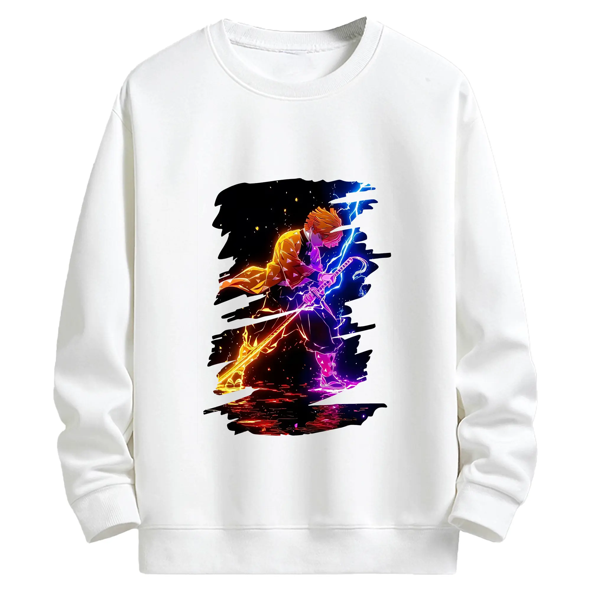 鬼滅の刃 グッズ,我妻 善逸 - キッズ クルーネックスウェットシャツ ・ フロントプリント ・ 綿80％ ポリエステル20％ ・ 快適 通学 スポーツ 日常使い お散歩用