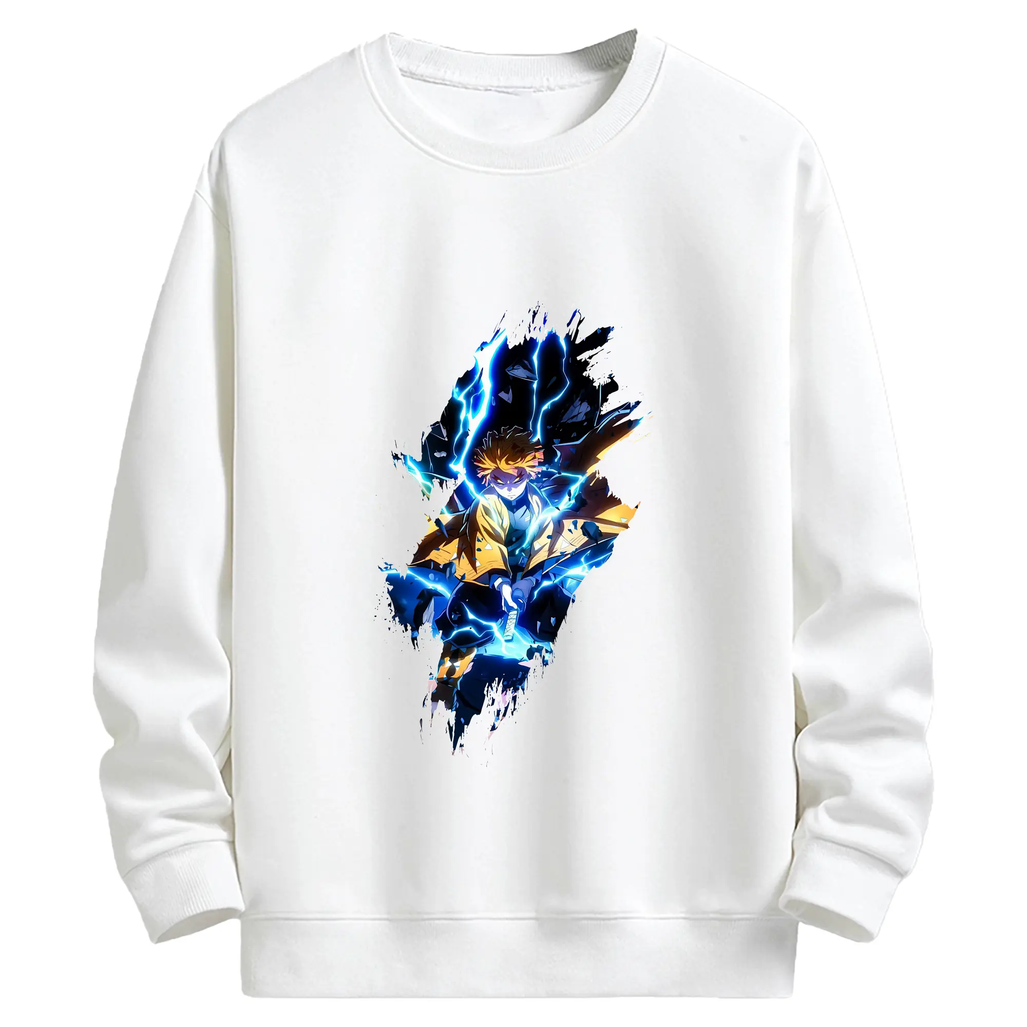 鬼滅の刃 グッズ,我妻 善逸 - キッズ クルーネックスウェットシャツ ・ フロントプリント ・ 綿80％ ポリエステル20％ ・ 快適 通学 スポーツ 日常使い お散歩用