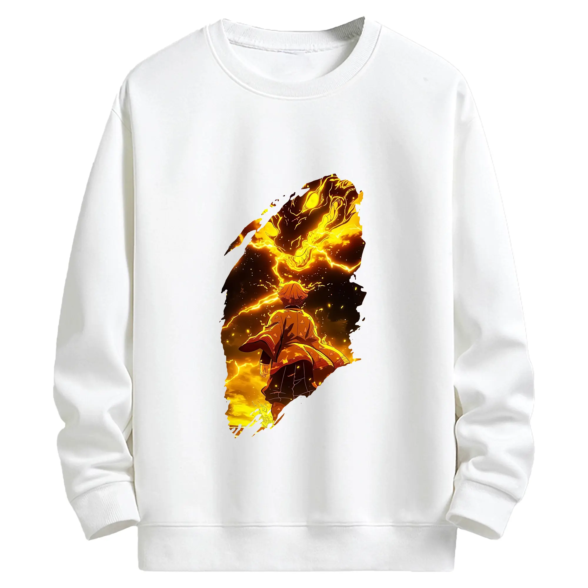 鬼滅の刃 グッズ,我妻 善逸 - キッズ クルーネックスウェットシャツ ・ フロントプリント ・ 綿80％ ポリエステル20％ ・ 快適 通学 スポーツ 日常使い お散歩用