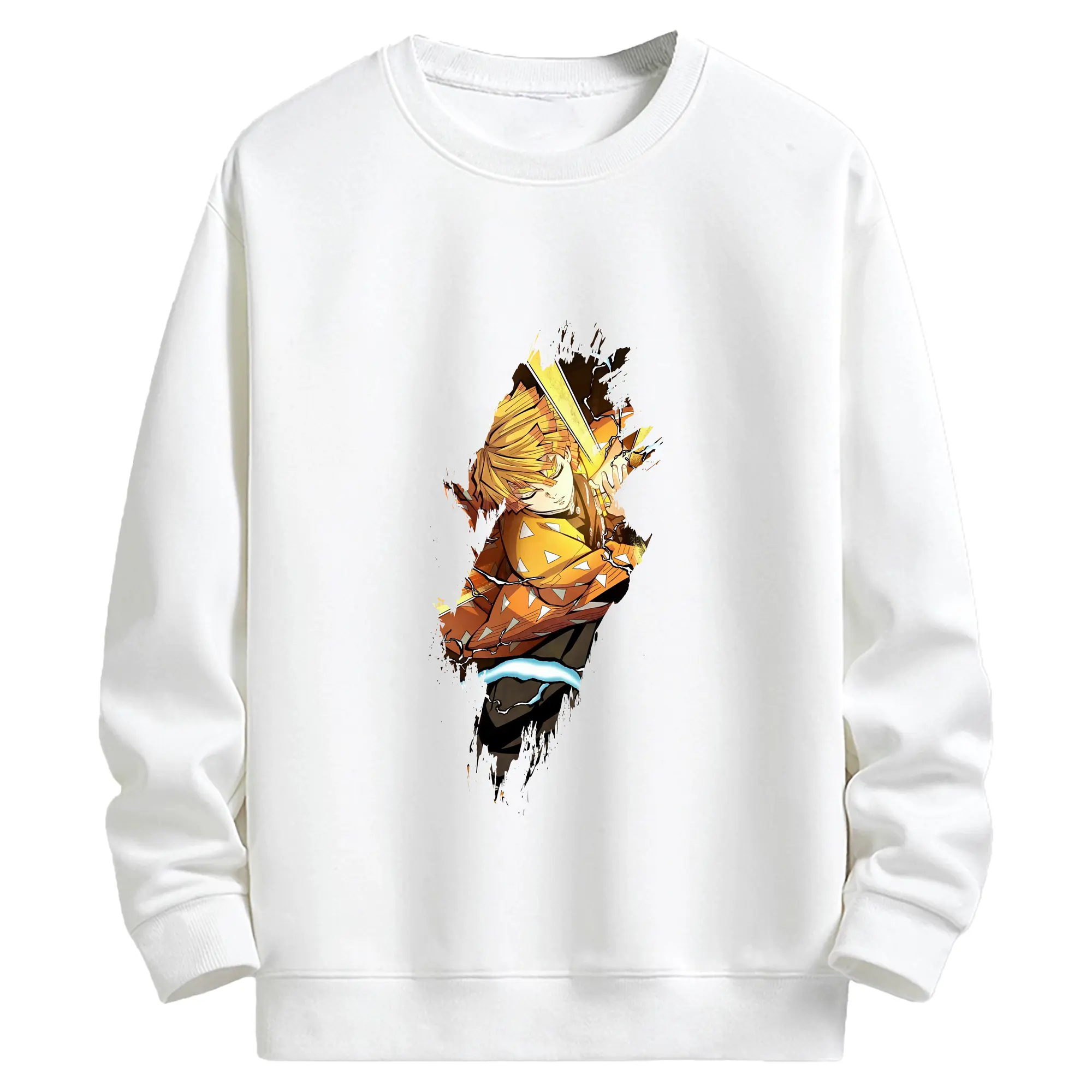 鬼滅の刃 グッズ,我妻 善逸 - キッズ クルーネックスウェットシャツ ・ フロントプリント ・ 綿80％ ポリエステル20％ ・ 快適 通学 スポーツ 日常使い お散歩用