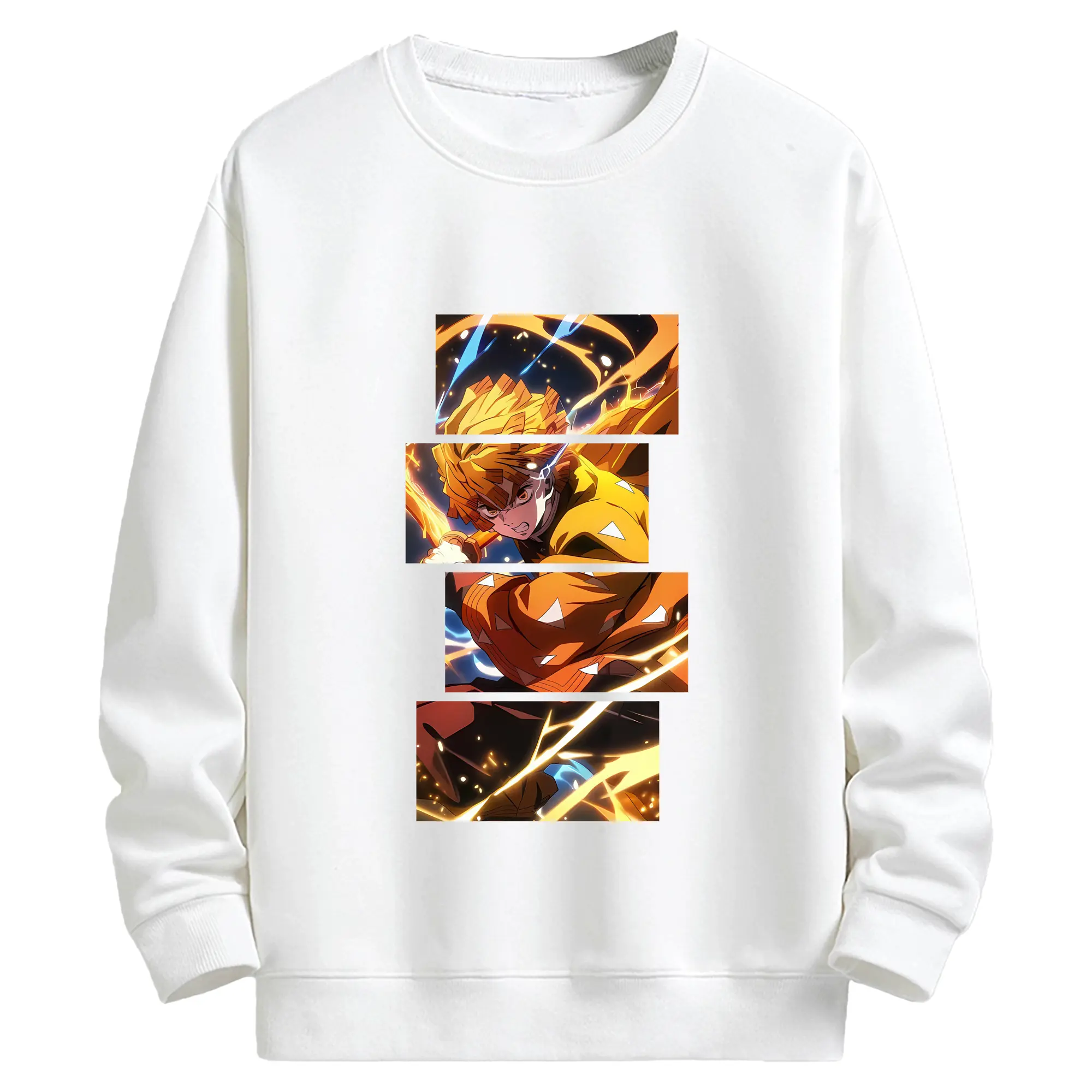 鬼滅の刃 グッズ,我妻 善逸 - キッズ クルーネックスウェットシャツ ・ フロントプリント ・ 綿80％ ポリエステル20％ ・ 快適 通学 スポーツ 日常使い お散歩用