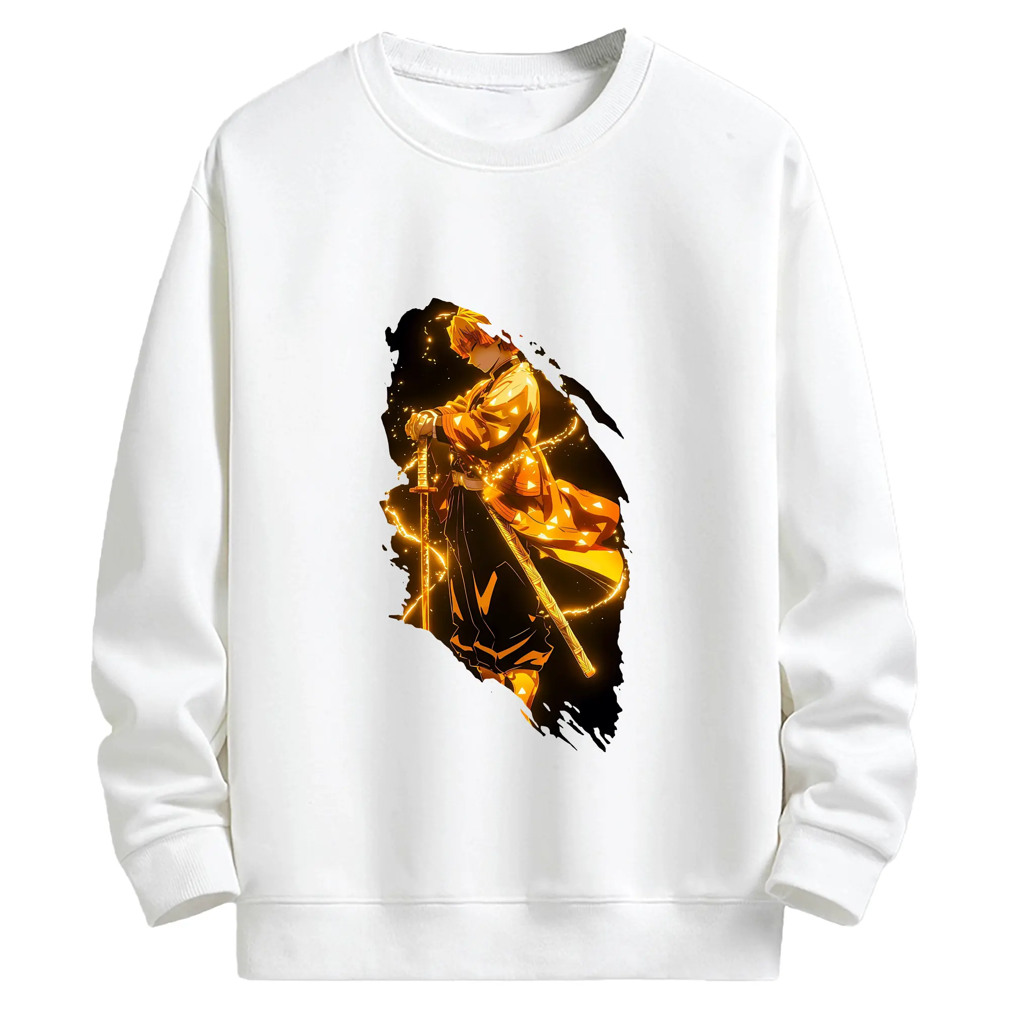 鬼滅の刃 グッズ,我妻 善逸 - キッズ クルーネックスウェットシャツ ・ フロントプリント ・ 綿80％ ポリエステル20％ ・ 快適 通学 スポーツ 日常使い お散歩用