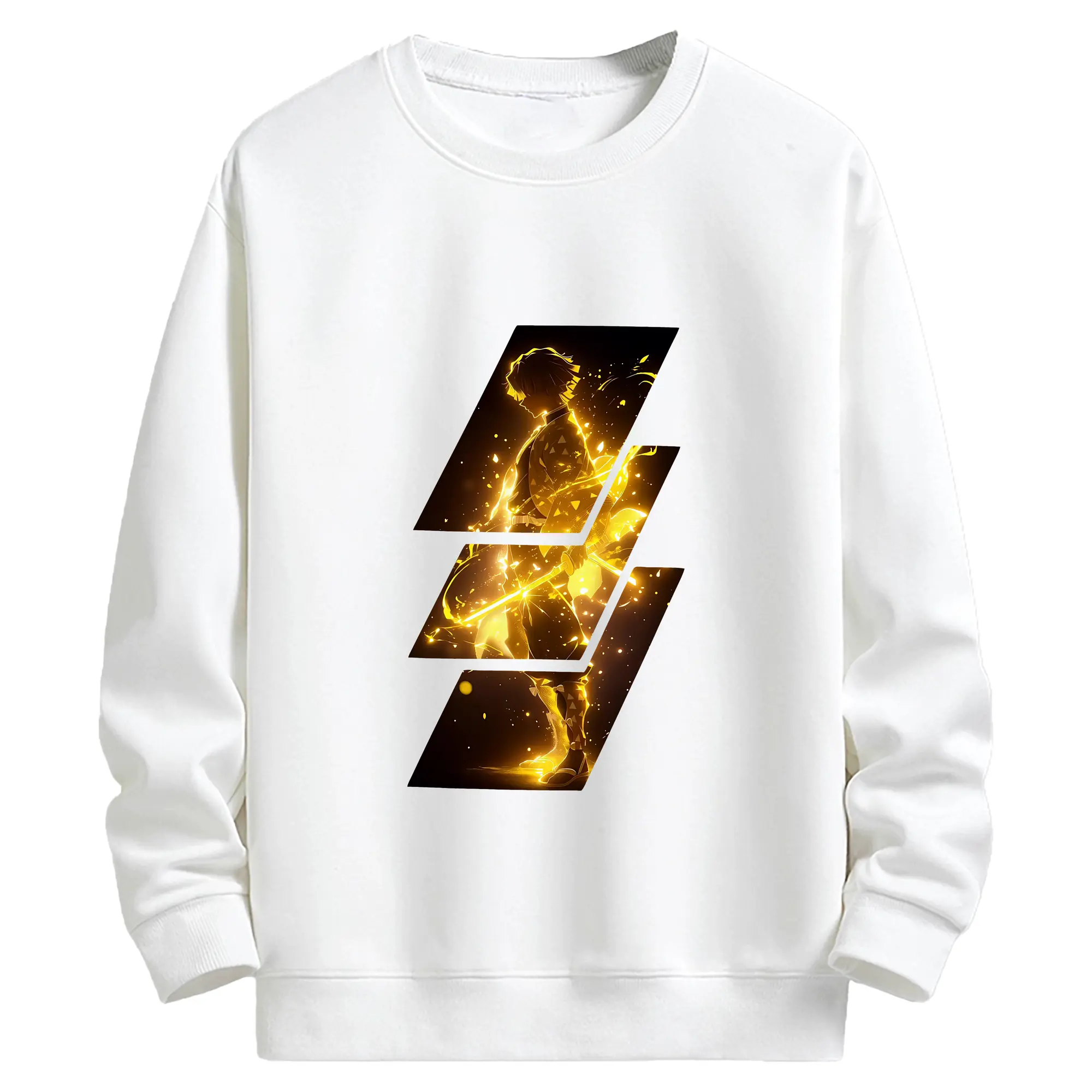 鬼滅の刃 グッズ,我妻 善逸 - キッズ クルーネックスウェットシャツ ・ フロントプリント ・ 綿80％ ポリエステル20％ ・ 快適 通学 スポーツ 日常使い お散歩用