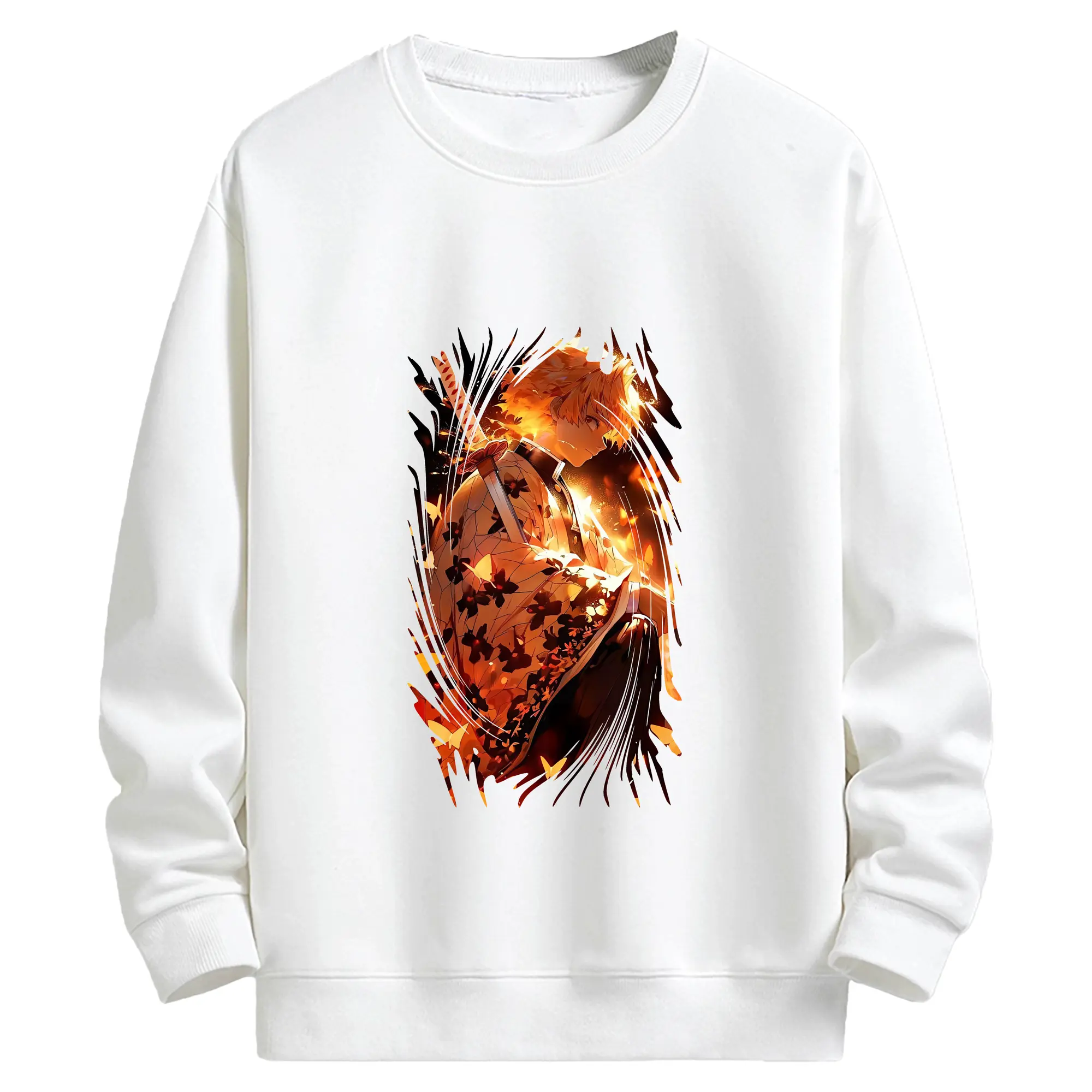 鬼滅の刃 グッズ,我妻 善逸 - キッズ クルーネックスウェットシャツ ・ フロントプリント ・ 綿80％ ポリエステル20％ ・ 快適 通学 スポーツ 日常使い お散歩用