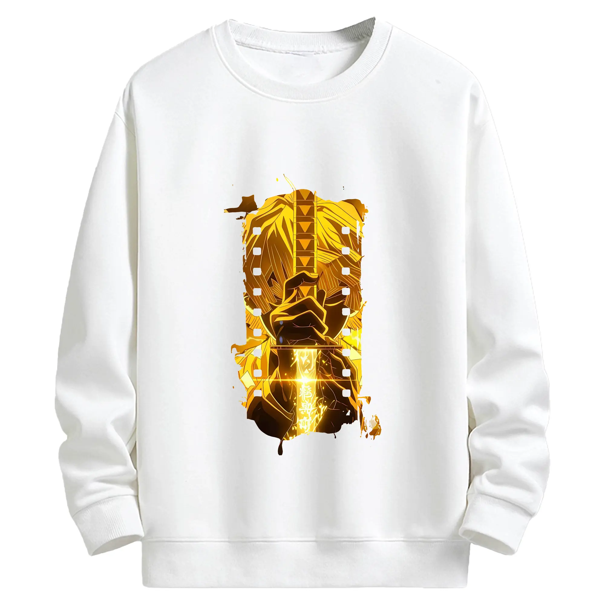 鬼滅の刃 グッズ,我妻 善逸 - キッズ クルーネックスウェットシャツ ・ フロントプリント ・ 綿80％ ポリエステル20％ ・ 快適 通学 スポーツ 日常使い お散歩用