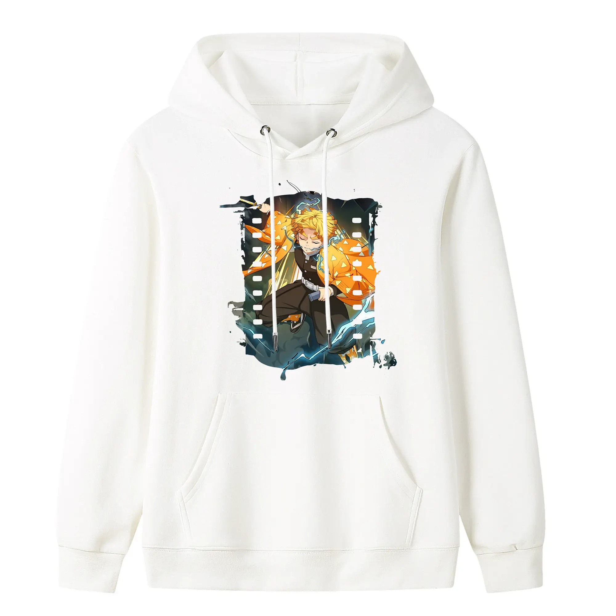 鬼滅の刃 グッズ,我妻 善逸 - キッズ フード付きパーカー ・ フロントプリント ・ ポリエステル100％ ・ 快適 通学 スポーツ 日常使い お散歩用