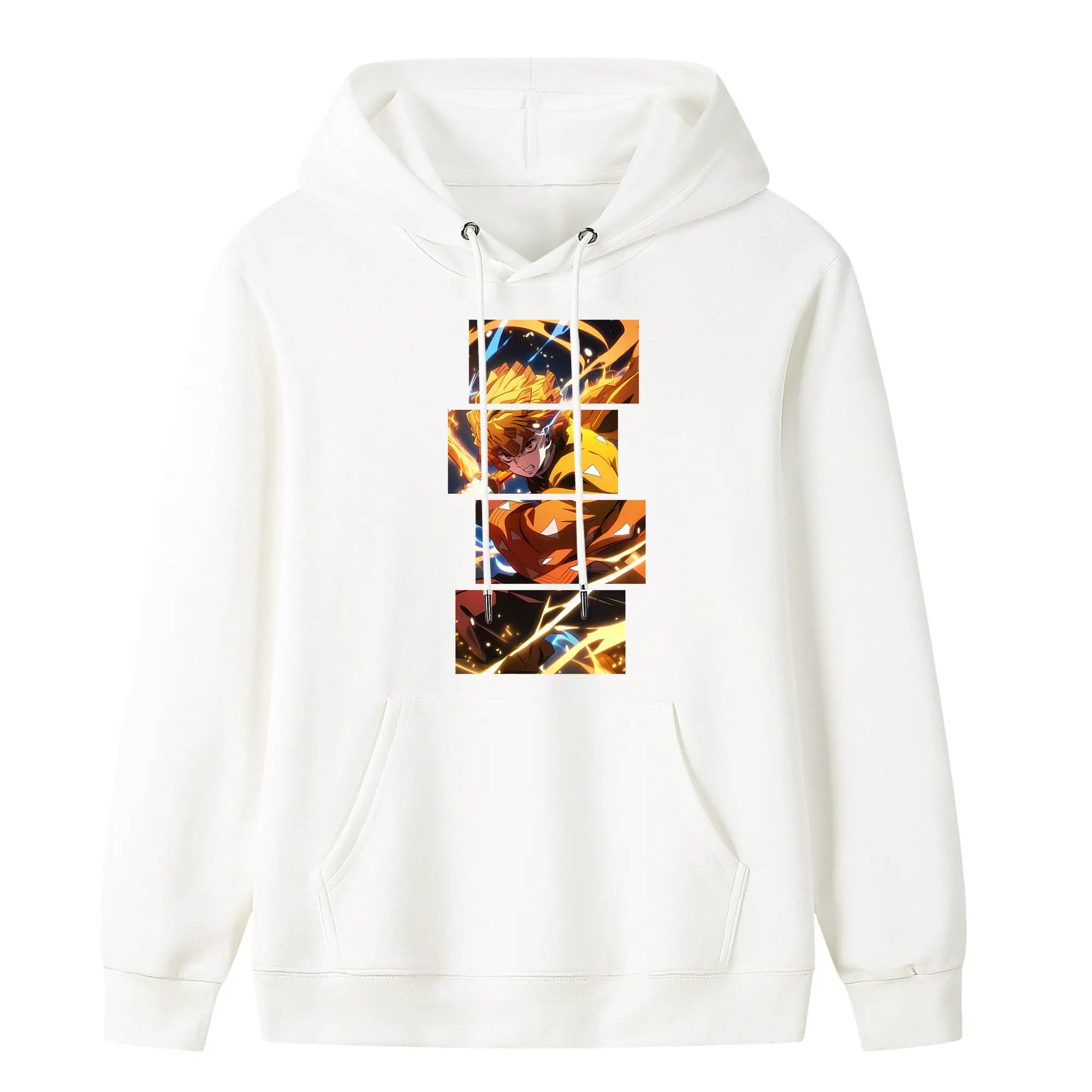 鬼滅の刃 グッズ,我妻 善逸 - キッズ フード付きパーカー ・ フロントプリント ・ ポリエステル100％ ・ 快適 通学 スポーツ 日常使い お散歩用