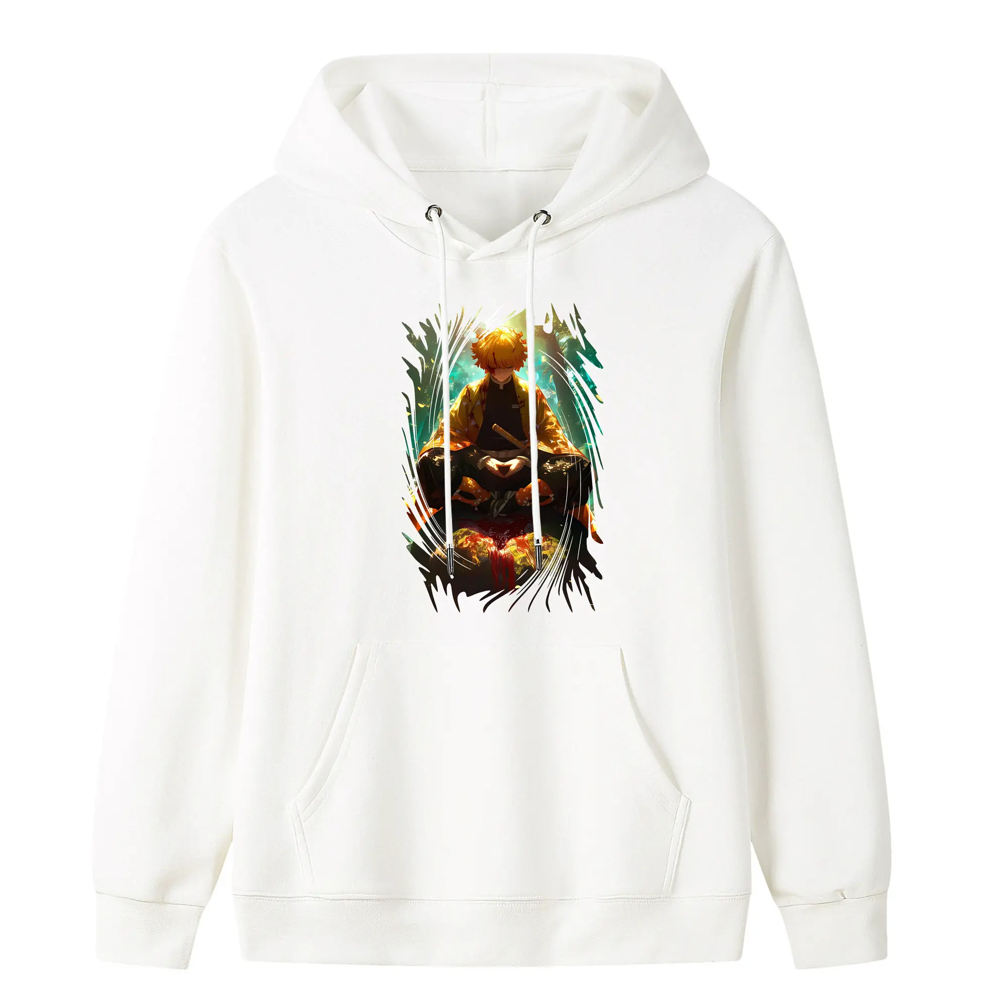 鬼滅の刃 グッズ,我妻 善逸 - キッズ フード付きパーカー ・ フロントプリント ・ ポリエステル100％ ・ 快適 通学 スポーツ 日常使い お散歩用