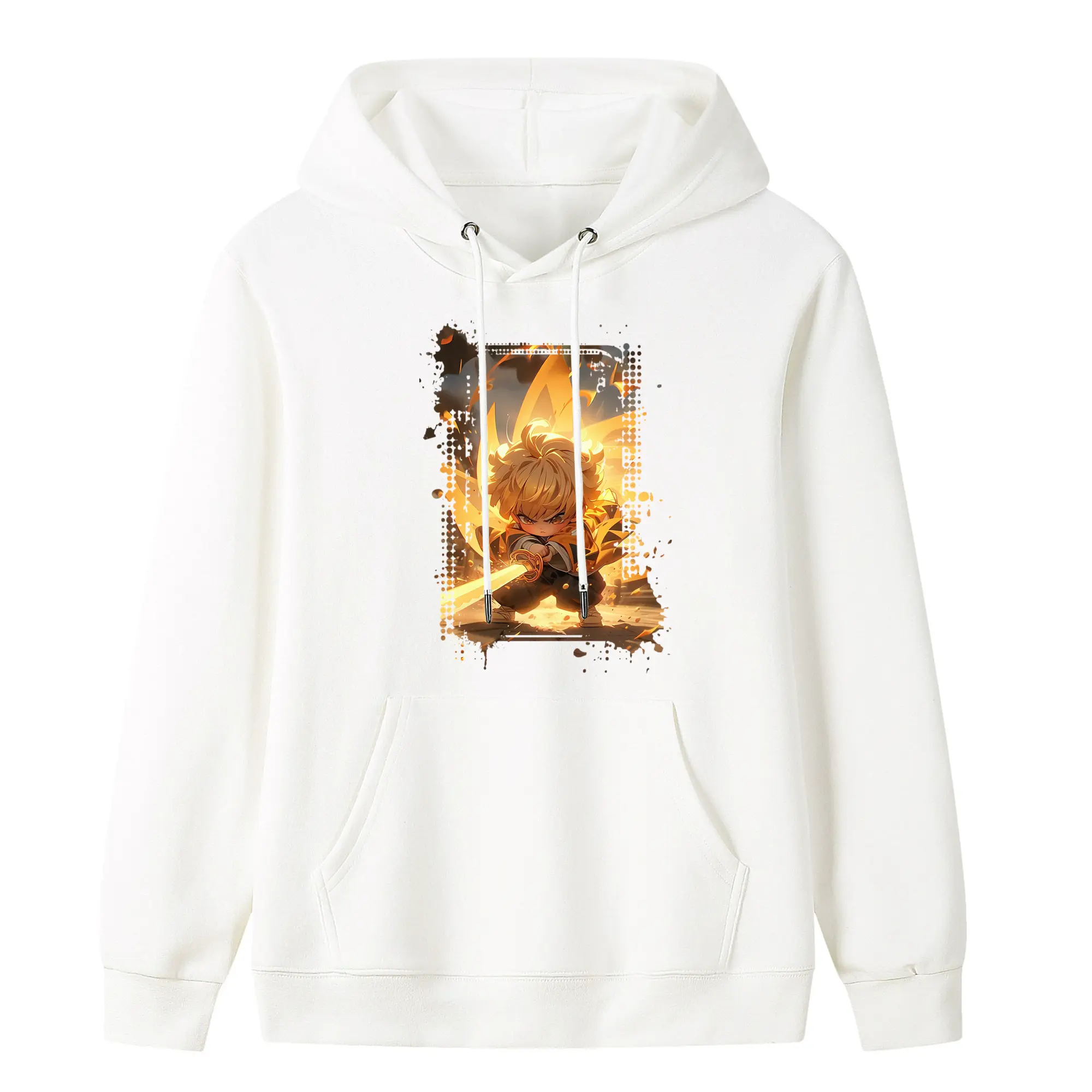 鬼滅の刃 グッズ,我妻 善逸 - キッズ フード付きパーカー ・ フロントプリント ・ ポリエステル100％ ・ 快適 通学 スポーツ 日常使い お散歩用