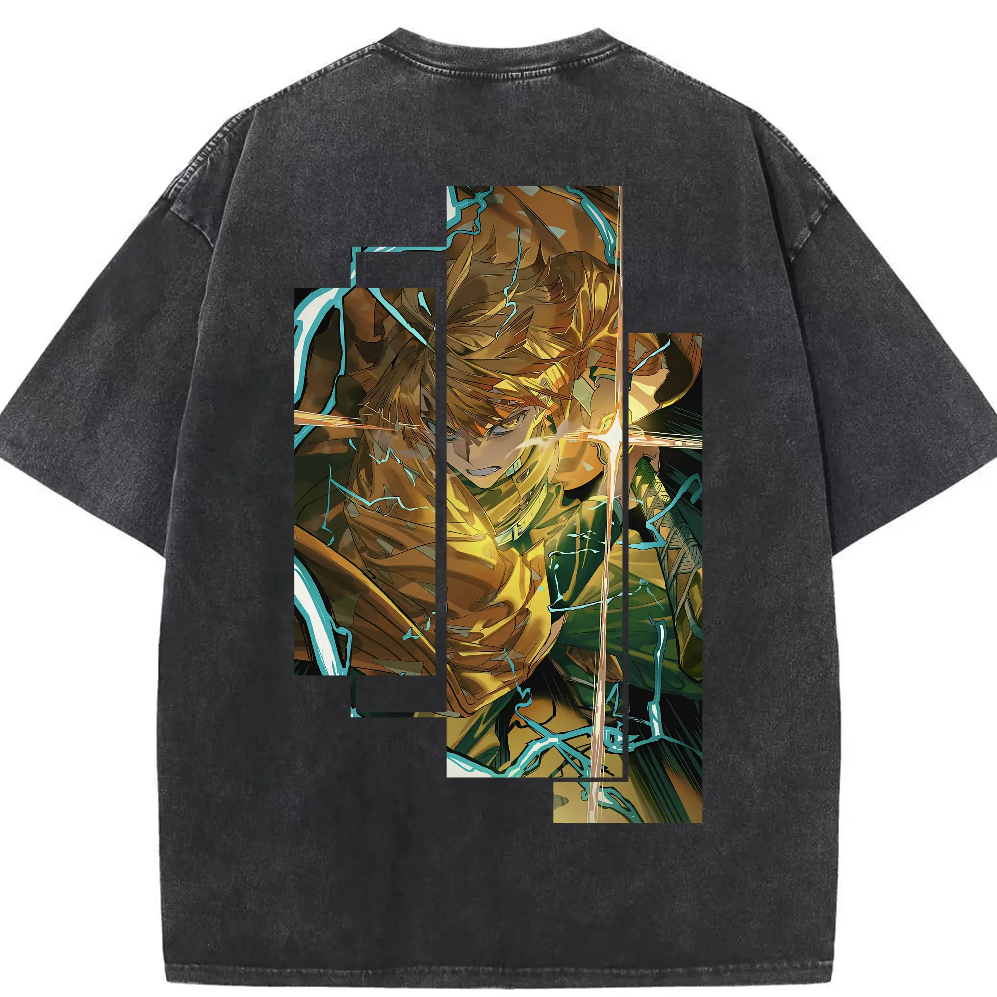 鬼滅の刃 グッズ,我妻 善逸 - 綿100％ ヴィンテージ風 半袖Tシャツ ・ 背面プリント ・ 柔らか肌触り ・ 通気性 快適 ・ スポーツ カジュアル 外出用