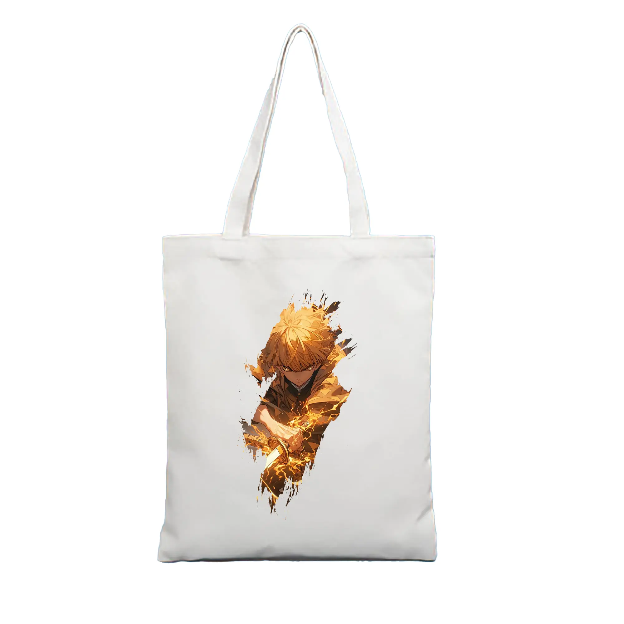 鬼滅の刃 グッズ,我妻 善逸 - 縦型キャンバス手提げバッグ（トートバッグ） ・ キャンバス素材 ・ ショッピング用 ・ 軽量 丈夫 お手入れ簡単