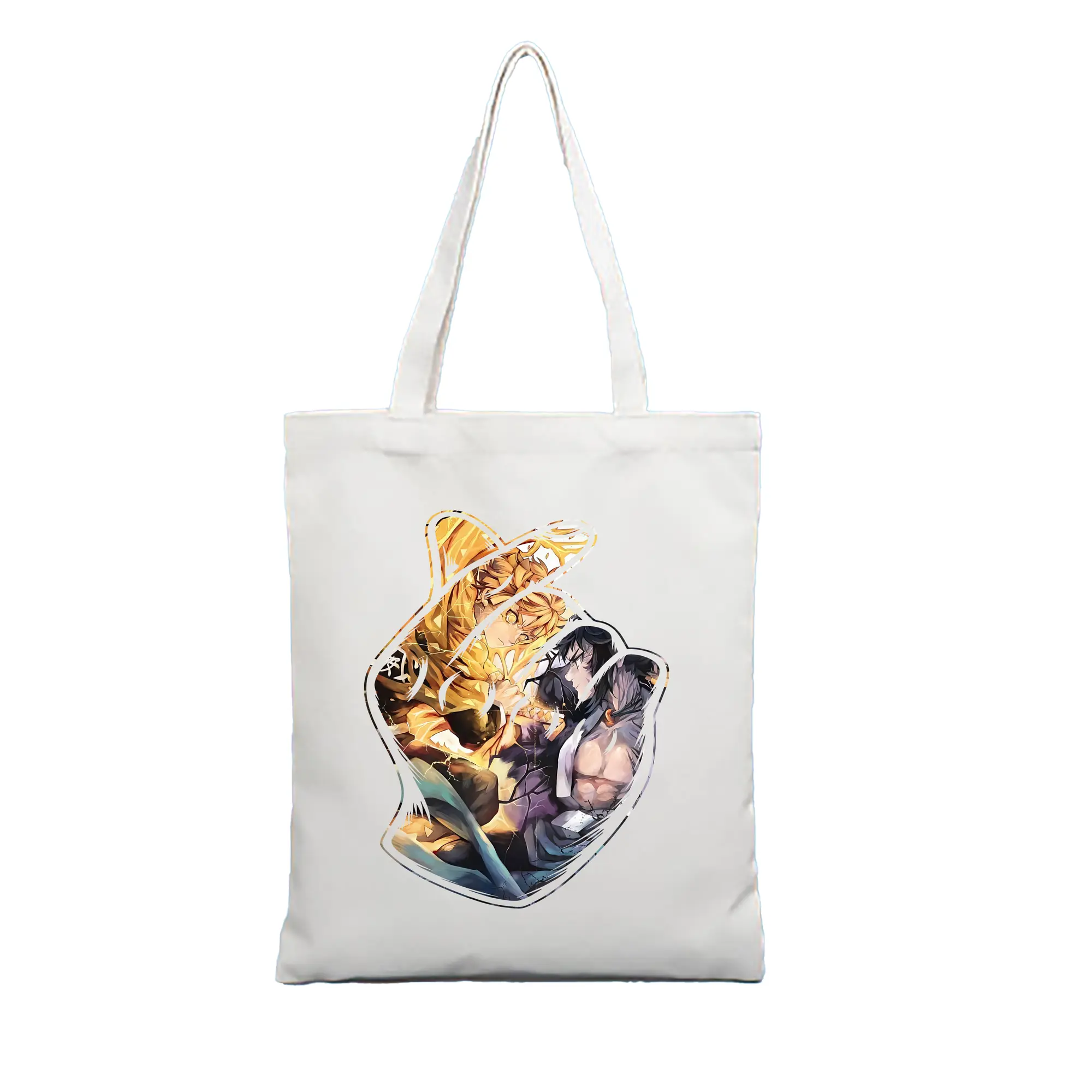 鬼滅の刃 グッズ,我妻 善逸 - 縦型キャンバス手提げバッグ（トートバッグ） ・ キャンバス素材 ・ ショッピング用 ・ 軽量 丈夫 お手入れ簡単