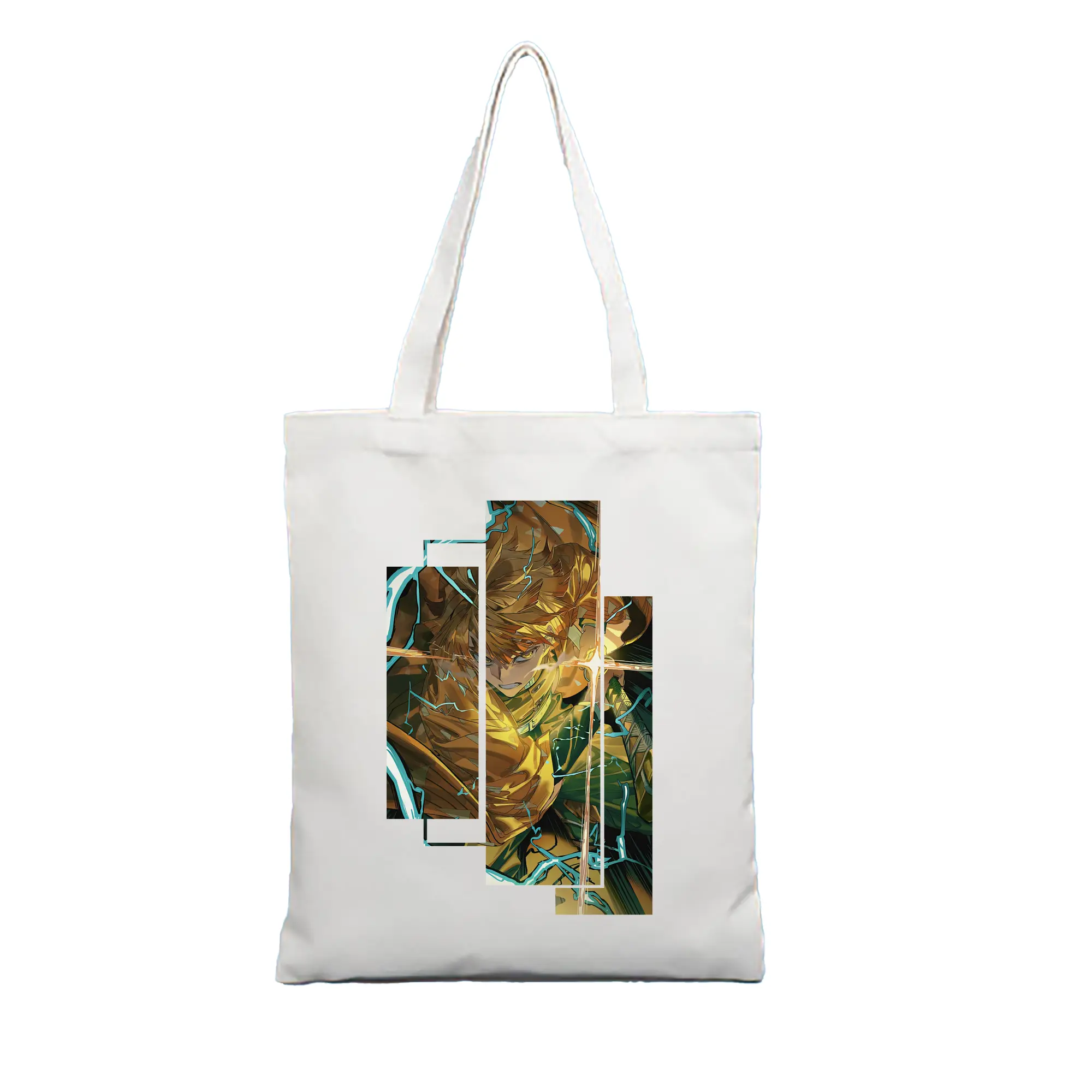 鬼滅の刃 グッズ,我妻 善逸 - 縦型キャンバス手提げバッグ（トートバッグ） ・ キャンバス素材 ・ ショッピング用 ・ 軽量 丈夫 お手入れ簡単