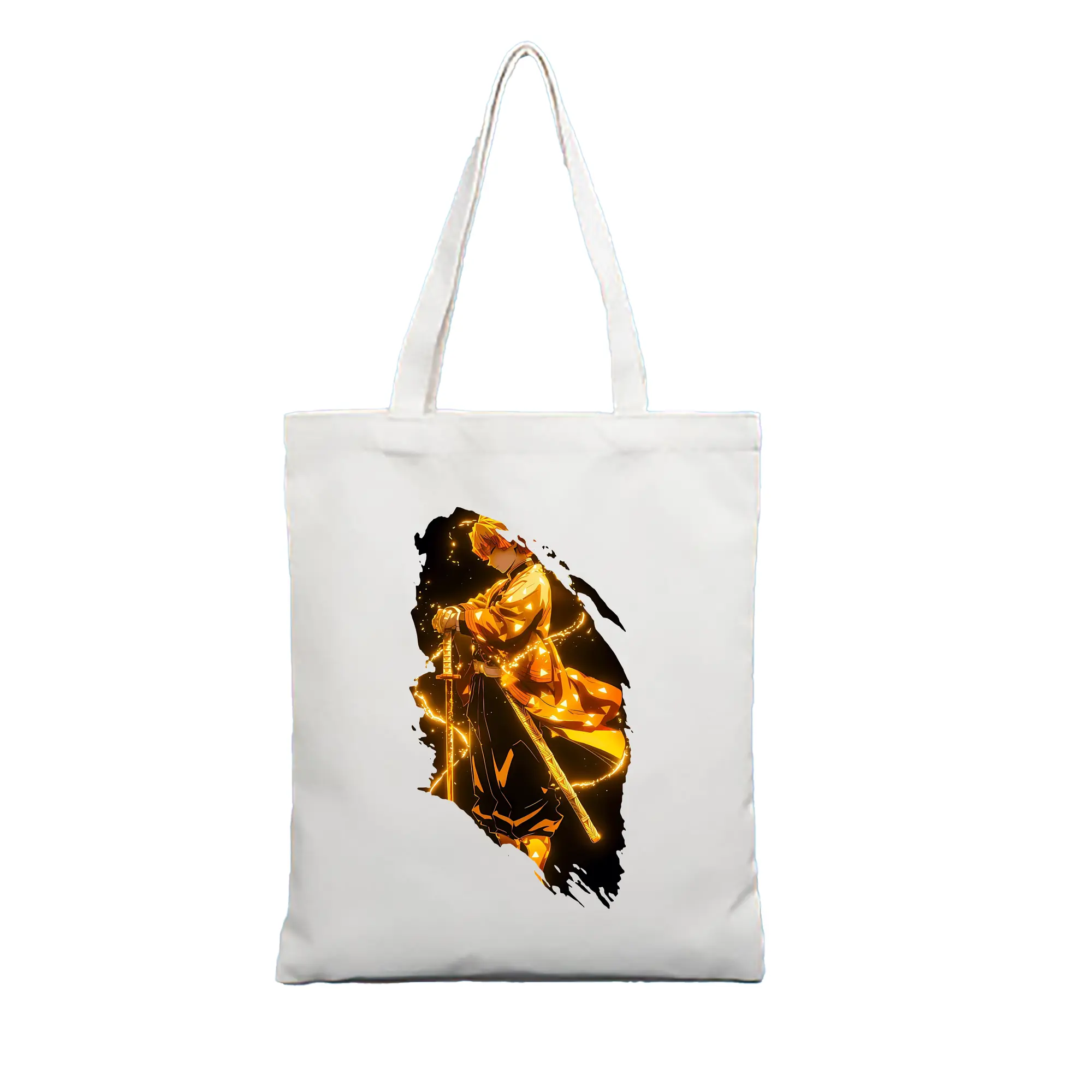 鬼滅の刃 グッズ,我妻 善逸 - 縦型キャンバス手提げバッグ（トートバッグ） ・ キャンバス素材 ・ ショッピング用 ・ 軽量 丈夫 お手入れ簡単