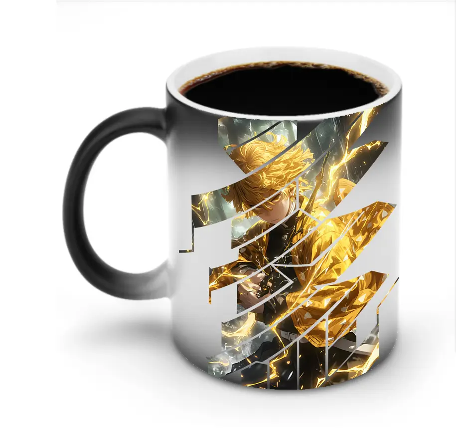 鬼滅の刃 グッズ,我妻 善逸 - 変色マグカップ ・ セラミック ・ 熱転写プリント ・ 耐久性 高品質 ・ ギフト・自宅用 コーヒー お茶