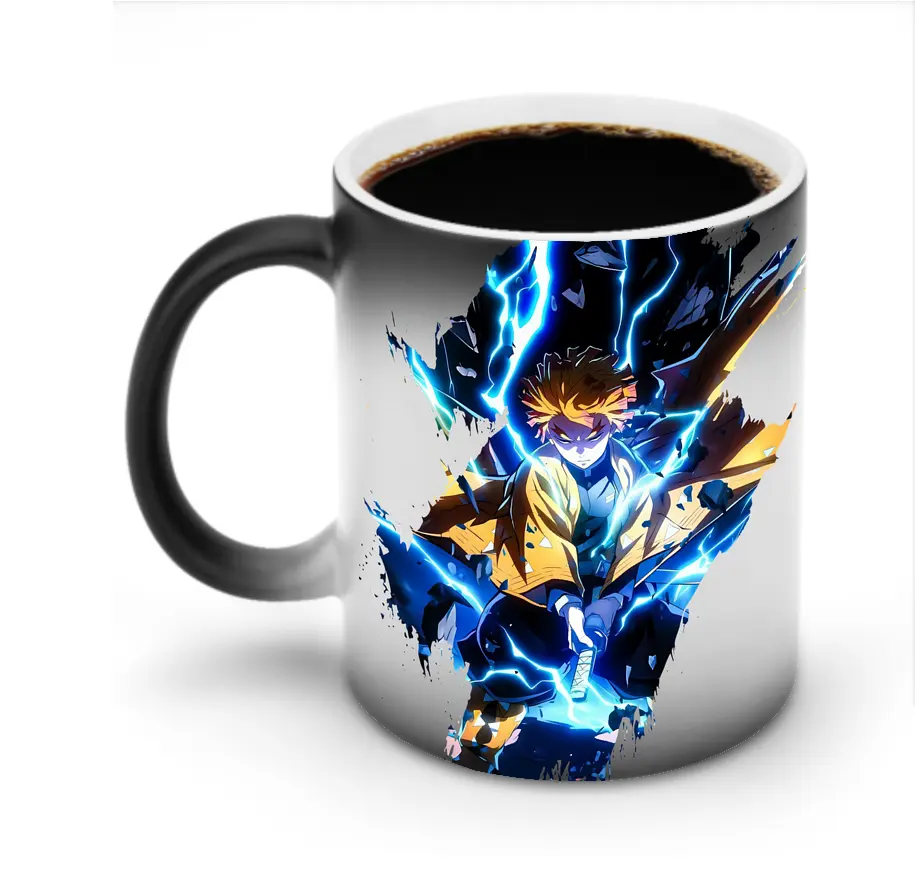 鬼滅の刃 グッズ,我妻 善逸 - 変色マグカップ ・ セラミック ・ 熱転写プリント ・ 耐久性 高品質 ・ ギフト・自宅用 コーヒー お茶