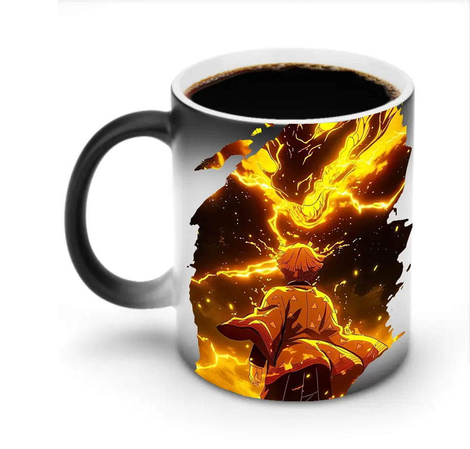 鬼滅の刃 グッズ,我妻 善逸 - 変色マグカップ ・ セラミック ・ 熱転写プリント ・ 耐久性 高品質 ・ ギフト・自宅用 コーヒー お茶