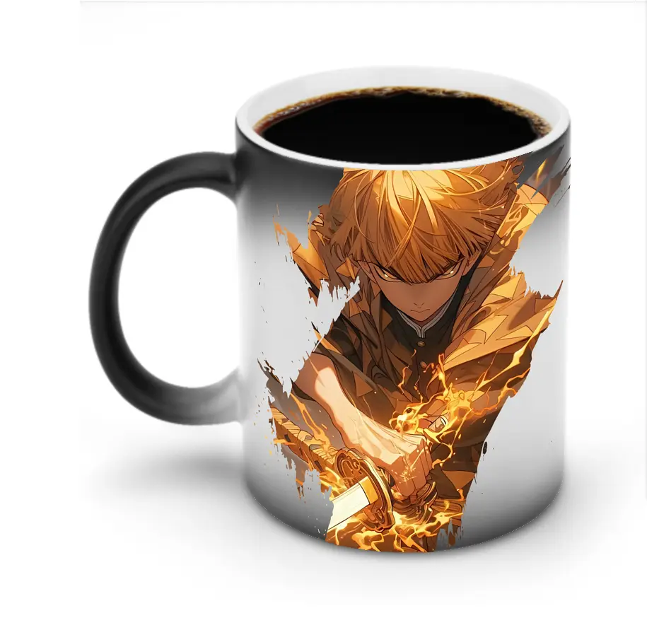 鬼滅の刃 グッズ,我妻 善逸 - 変色マグカップ ・ セラミック ・ 熱転写プリント ・ 耐久性 高品質 ・ ギフト・自宅用 コーヒー お茶