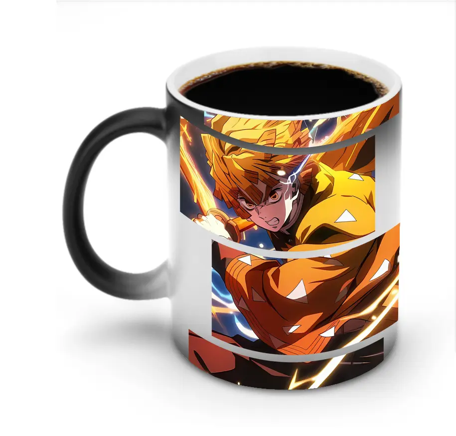 鬼滅の刃 グッズ,我妻 善逸 - 変色マグカップ ・ セラミック ・ 熱転写プリント ・ 耐久性 高品質 ・ ギフト・自宅用 コーヒー お茶