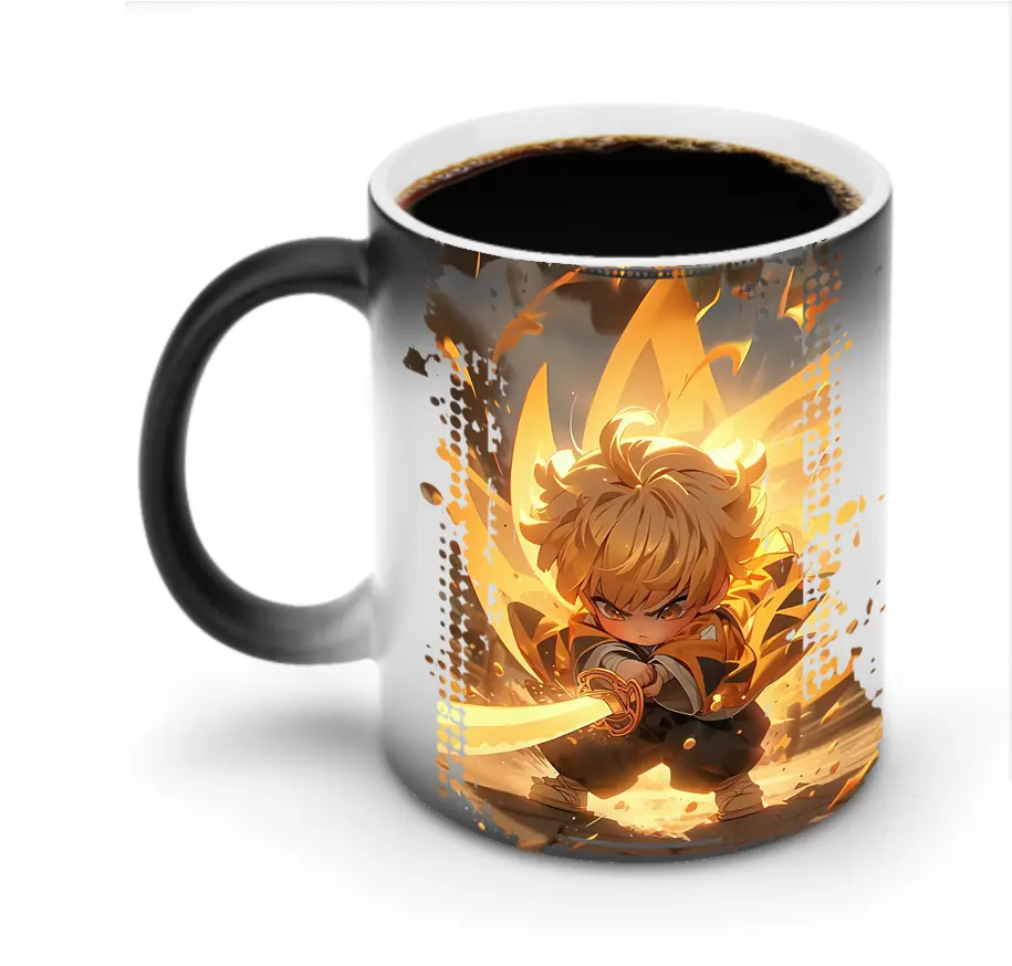 鬼滅の刃 グッズ,我妻 善逸 - 変色マグカップ ・ セラミック ・ 熱転写プリント ・ 耐久性 高品質 ・ ギフト・自宅用 コーヒー お茶