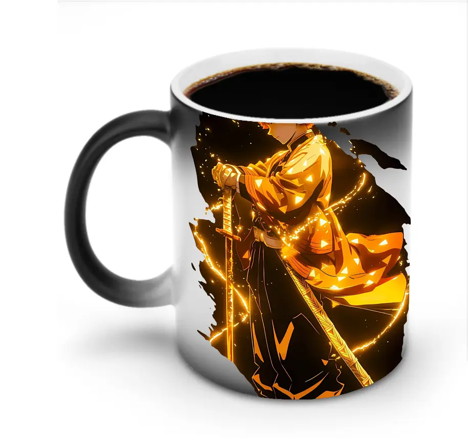 鬼滅の刃 グッズ,我妻 善逸 - 変色マグカップ ・ セラミック ・ 熱転写プリント ・ 耐久性 高品質 ・ ギフト・自宅用 コーヒー お茶