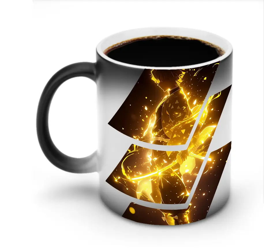 鬼滅の刃 グッズ,我妻 善逸 - 変色マグカップ ・ セラミック ・ 熱転写プリント ・ 耐久性 高品質 ・ ギフト・自宅用 コーヒー お茶