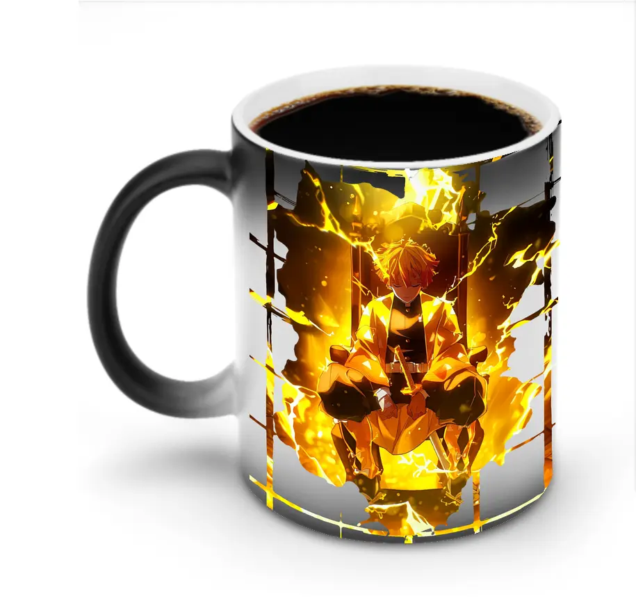 鬼滅の刃 グッズ,我妻 善逸 - 変色マグカップ ・ セラミック ・ 熱転写プリント ・ 耐久性 高品質 ・ ギフト・自宅用 コーヒー お茶