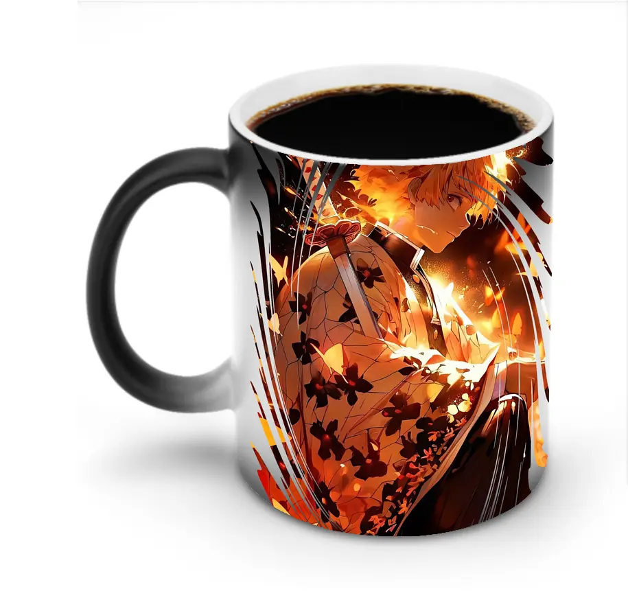 鬼滅の刃 グッズ,我妻 善逸 - 変色マグカップ ・ セラミック ・ 熱転写プリント ・ 耐久性 高品質 ・ ギフト・自宅用 コーヒー お茶