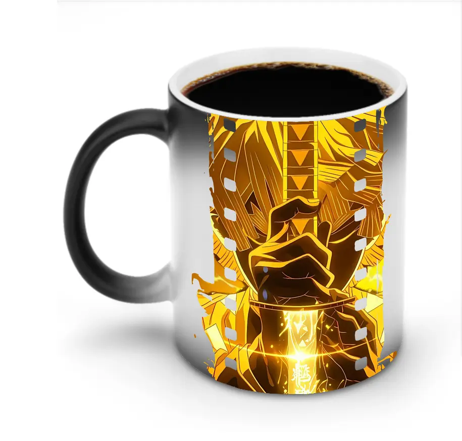 鬼滅の刃 グッズ,我妻 善逸 - 変色マグカップ ・ セラミック ・ 熱転写プリント ・ 耐久性 高品質 ・ ギフト・自宅用 コーヒー お茶