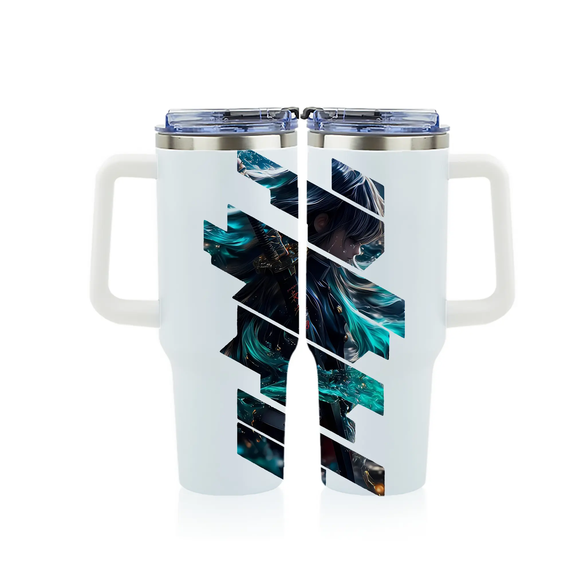 鬼滅の刃 グッズ,時透 無一郎 - 1200mL フルプリント車用タンブラー ・ 304ステンレス 内側 ・ 201ステンレス 外側 ・ 保温 保冷 ・ 通勤 ドライブ アウトドア用