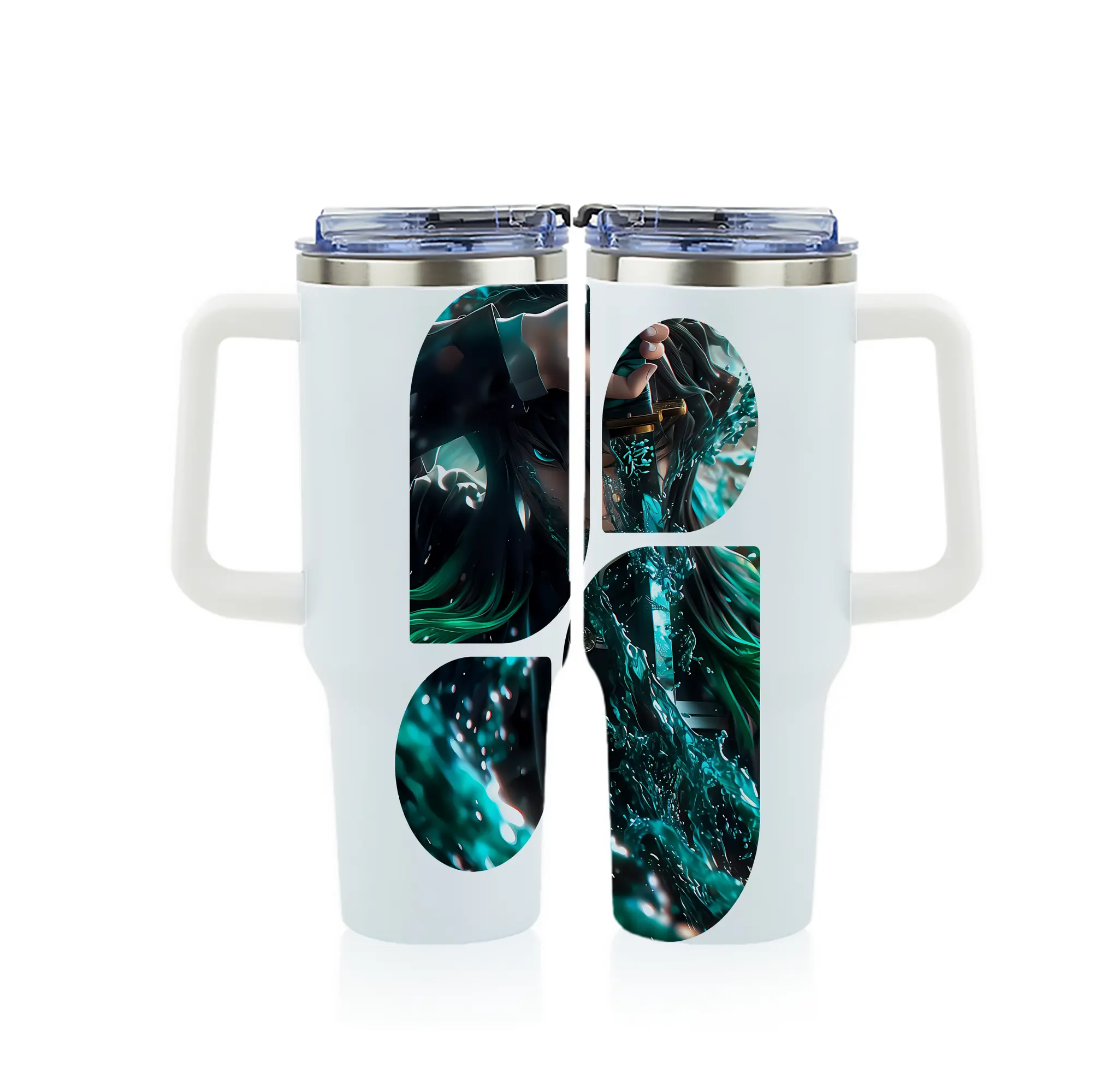 鬼滅の刃 グッズ,時透 無一郎 - 1200mL フルプリント車用タンブラー ・ 304ステンレス 内側 ・ 201ステンレス 外側 ・ 保温 保冷 ・ 通勤 ドライブ アウトドア用