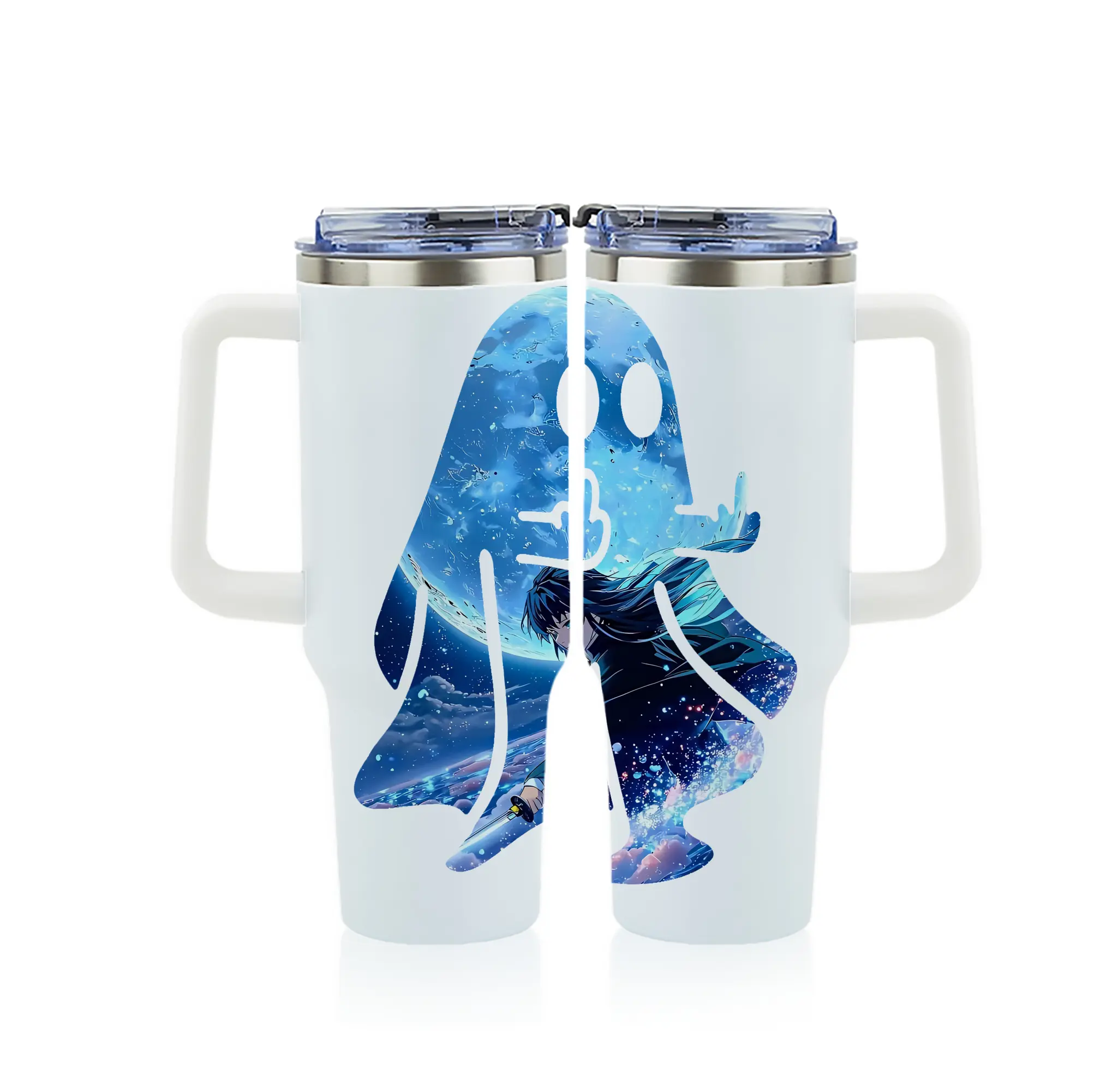 鬼滅の刃 グッズ,時透 無一郎 - 1200mL フルプリント車用タンブラー ・ 304ステンレス 内側 ・ 201ステンレス 外側 ・ 保温 保冷 ・ 通勤 ドライブ アウトドア用