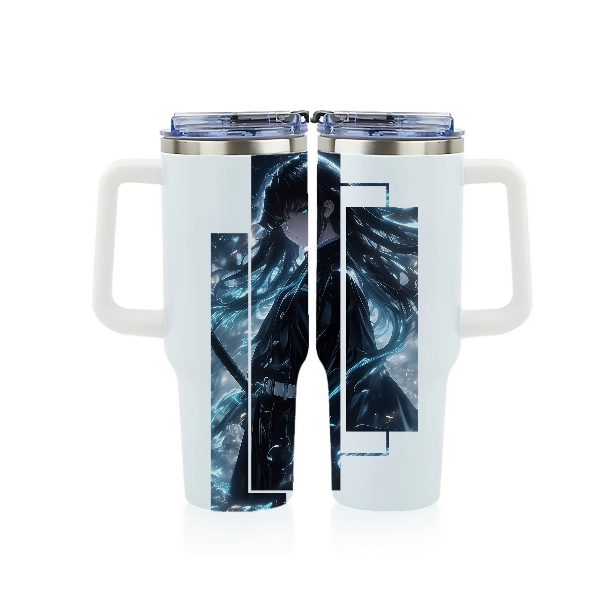 鬼滅の刃 グッズ,時透 無一郎 - 1200mL フルプリント車用タンブラー ・ 304ステンレス 内側 ・ 201ステンレス 外側 ・ 保温 保冷 ・ 通勤 ドライブ アウトドア用