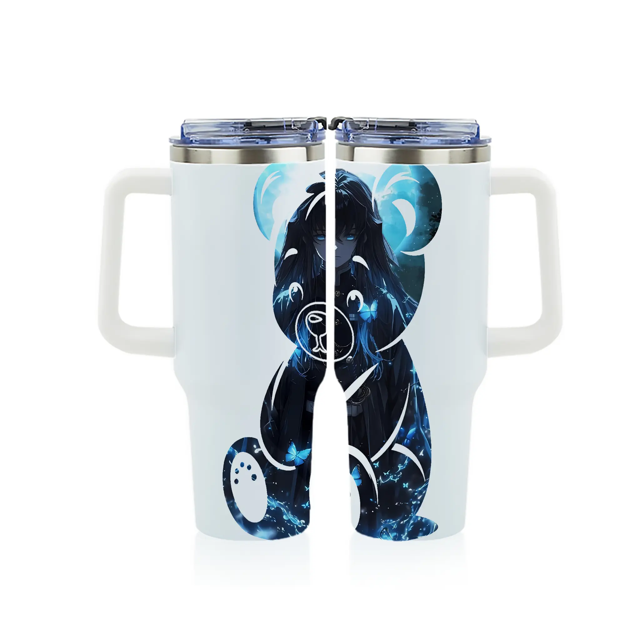 鬼滅の刃 グッズ,時透 無一郎 - 1200mL フルプリント車用タンブラー ・ 304ステンレス 内側 ・ 201ステンレス 外側 ・ 保温 保冷 ・ 通勤 ドライブ アウトドア用