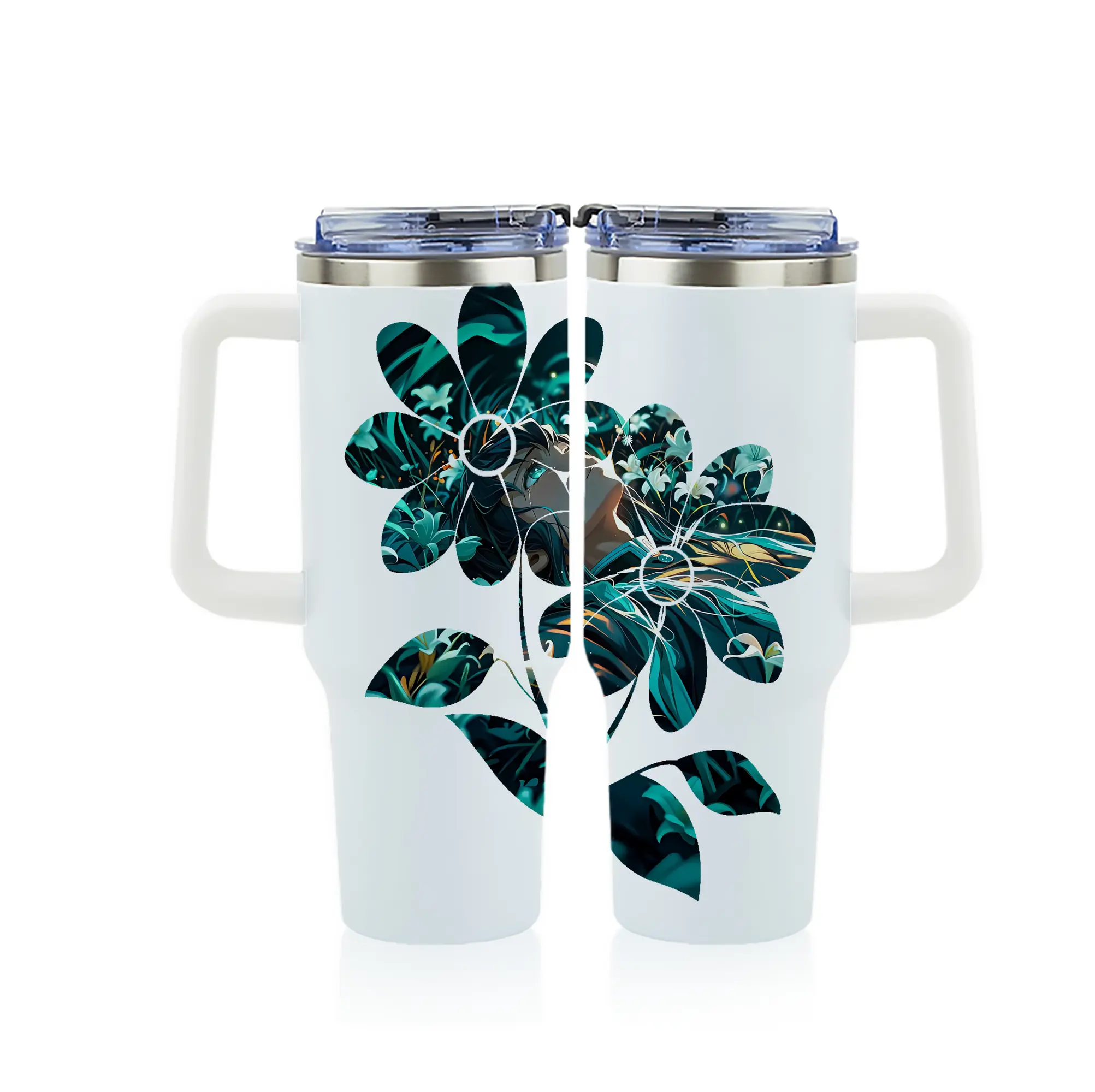 鬼滅の刃 グッズ,時透 無一郎 - 1200mL フルプリント車用タンブラー ・ 304ステンレス 内側 ・ 201ステンレス 外側 ・ 保温 保冷 ・ 通勤 ドライブ アウトドア用