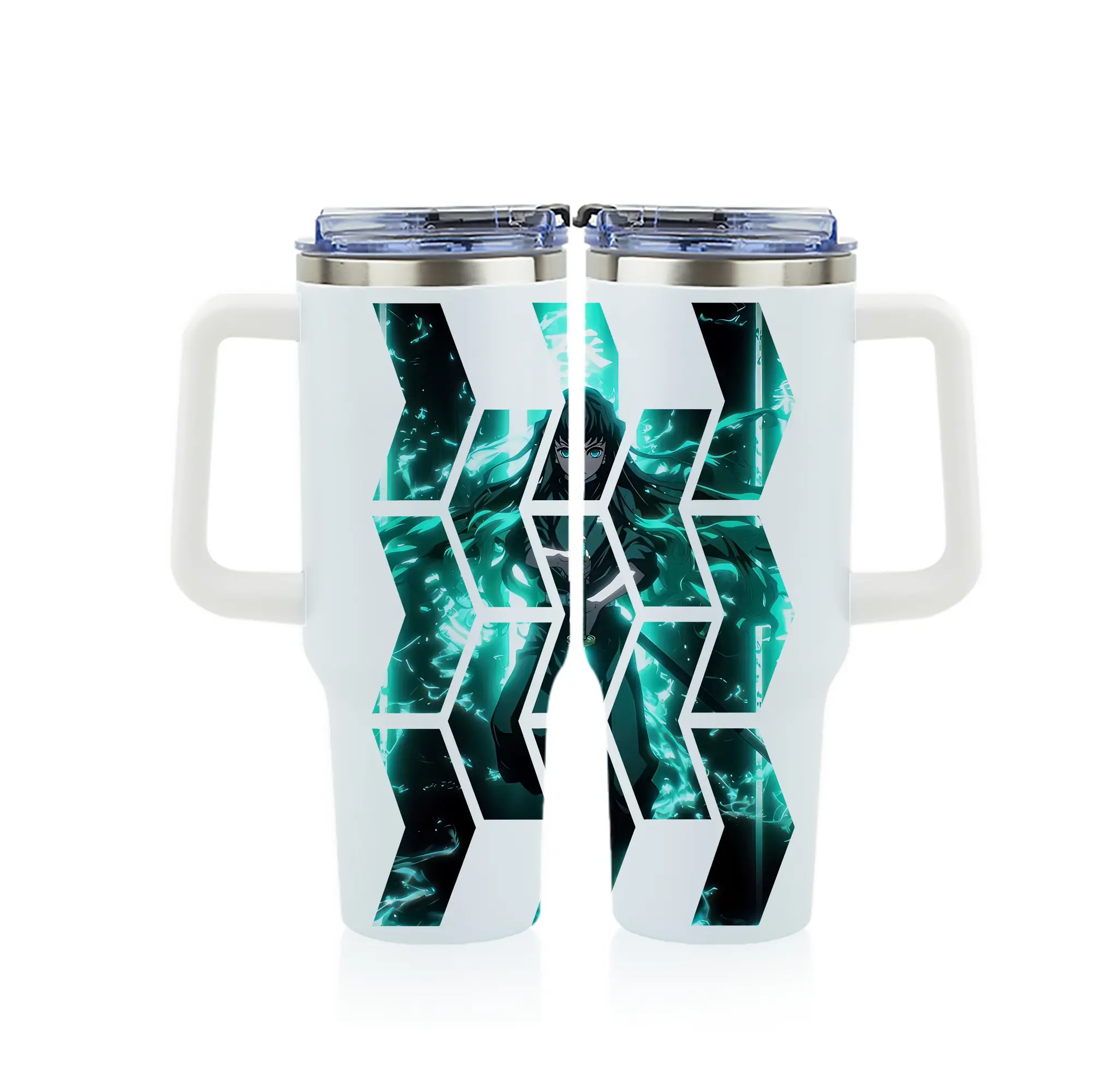 鬼滅の刃 グッズ,時透 無一郎 - 1200mL フルプリント車用タンブラー ・ 304ステンレス 内側 ・ 201ステンレス 外側 ・ 保温 保冷 ・ 通勤 ドライブ アウトドア用