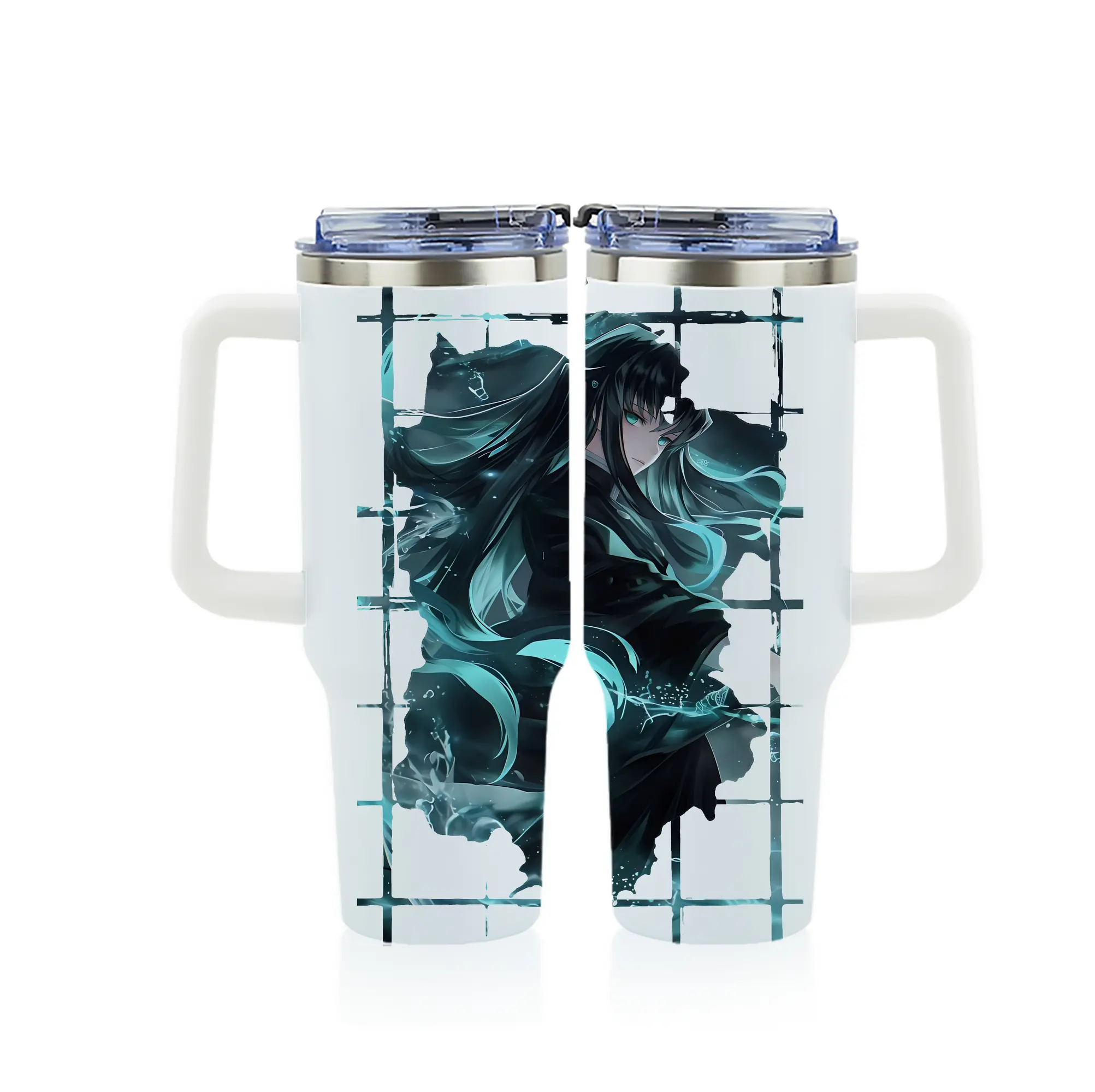 鬼滅の刃 グッズ,時透 無一郎 - 1200mL フルプリント車用タンブラー ・ 304ステンレス 内側 ・ 201ステンレス 外側 ・ 保温 保冷 ・ 通勤 ドライブ アウトドア用