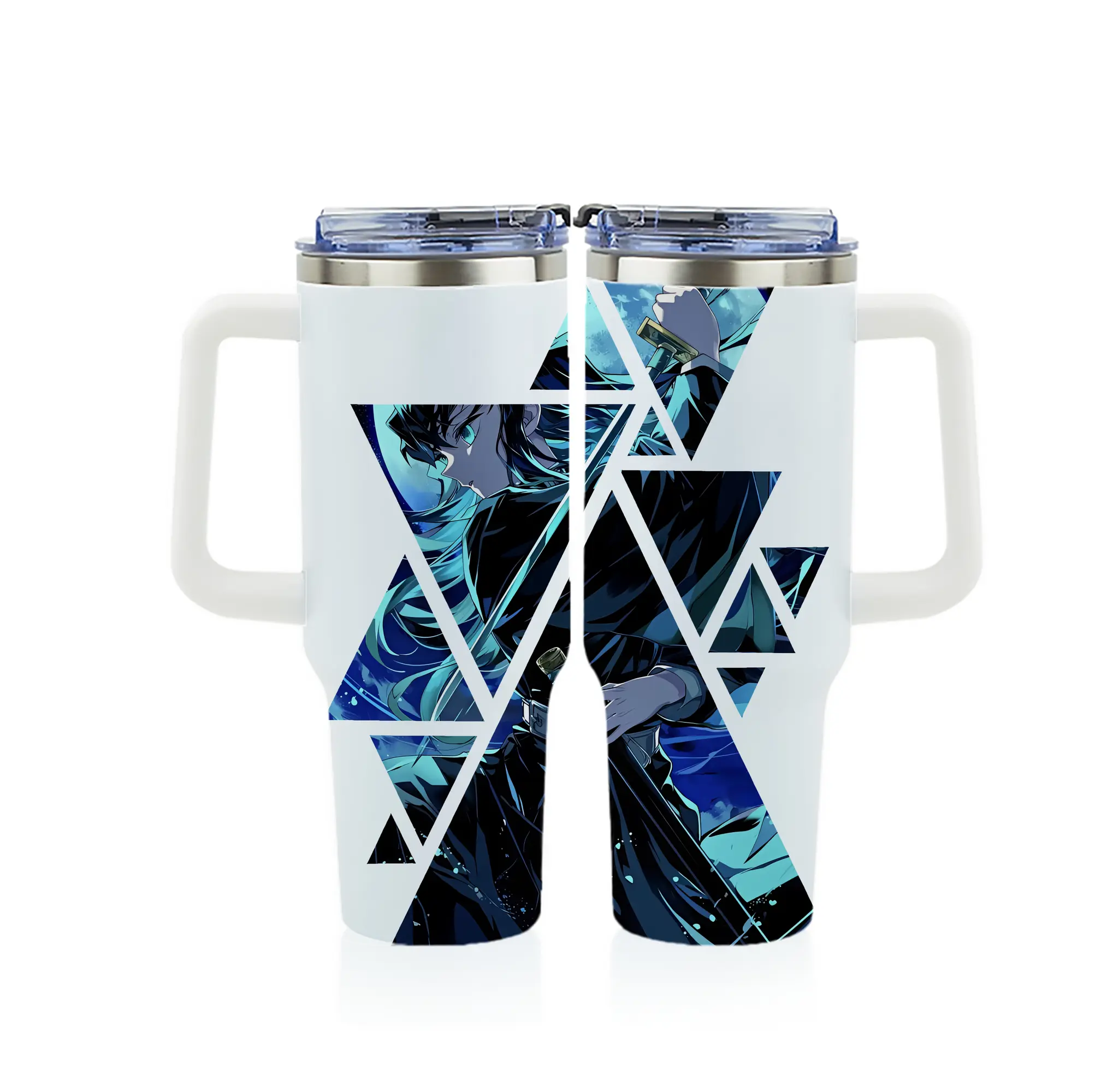 鬼滅の刃 グッズ,時透 無一郎 - 1200mL フルプリント車用タンブラー ・ 304ステンレス 内側 ・ 201ステンレス 外側 ・ 保温 保冷 ・ 通勤 ドライブ アウトドア用