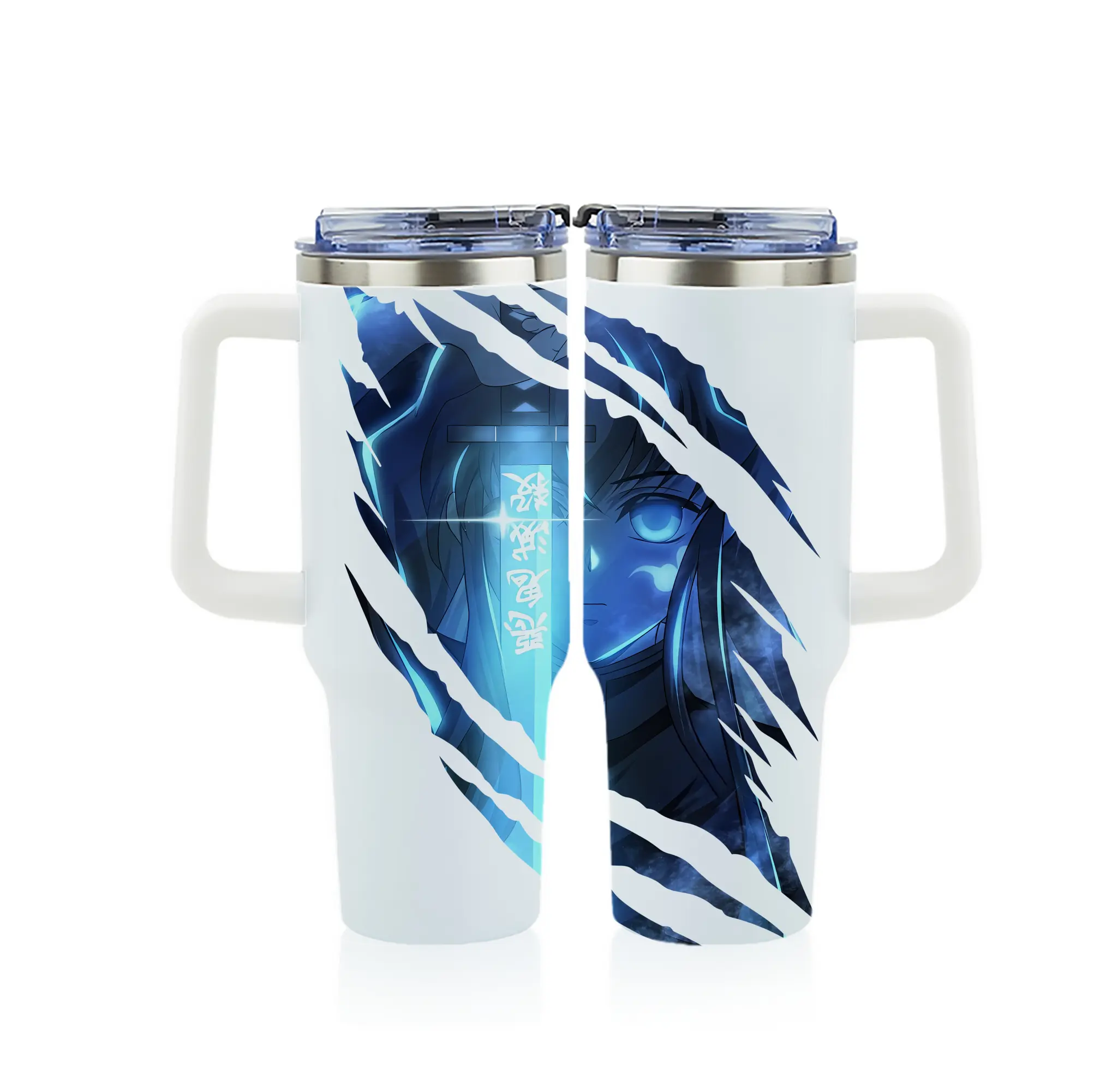 鬼滅の刃 グッズ,時透 無一郎 - 1200mL フルプリント車用タンブラー ・ 304ステンレス 内側 ・ 201ステンレス 外側 ・ 保温 保冷 ・ 通勤 ドライブ アウトドア用