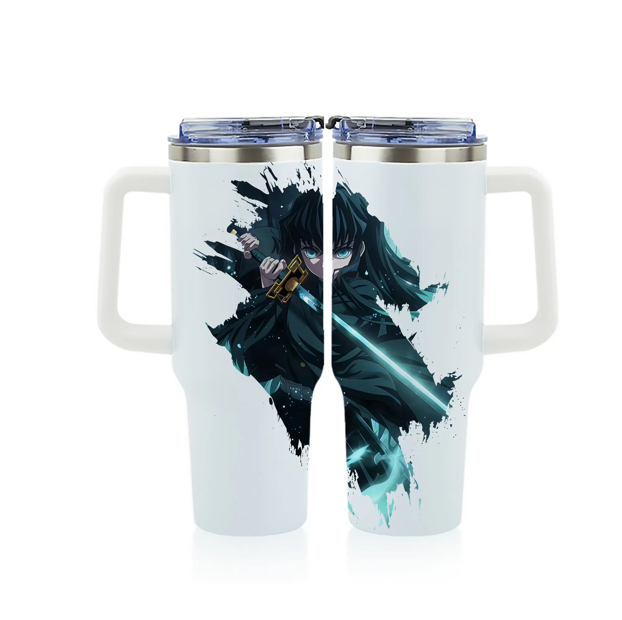 鬼滅の刃 グッズ,時透 無一郎 - 1200mL フルプリント車用タンブラー ・ 304ステンレス 内側 ・ 201ステンレス 外側 ・ 保温 保冷 ・ 通勤 ドライブ アウトドア用